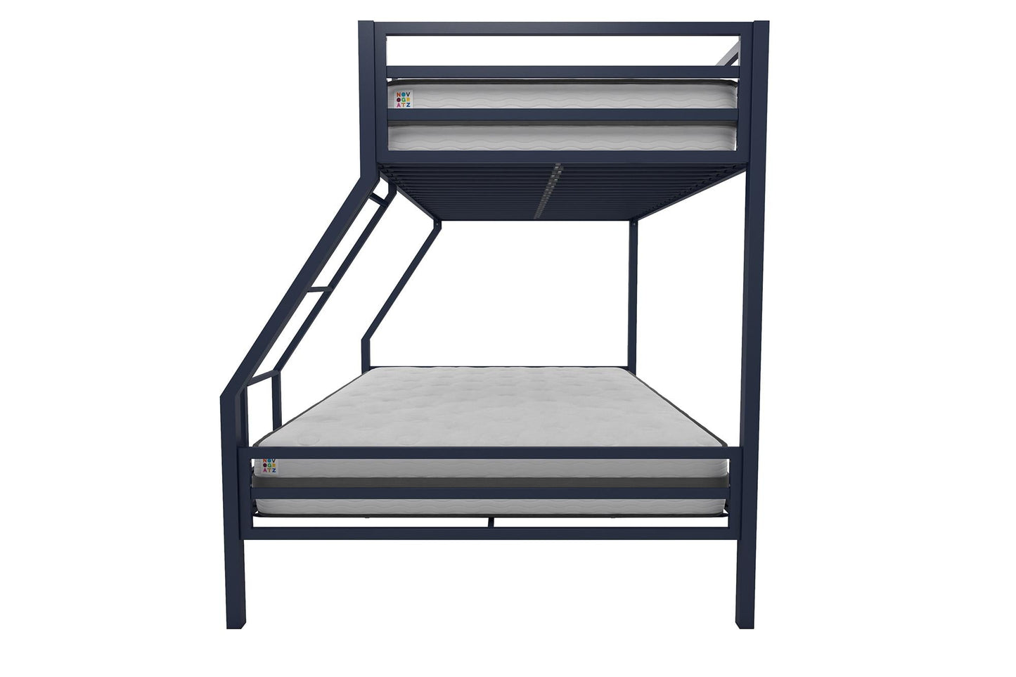 Novogratz Maxwell Twin-Over-Full Metal Bunk Bed with Ladder and Guardrails, Easy Assembly, Navy Blue