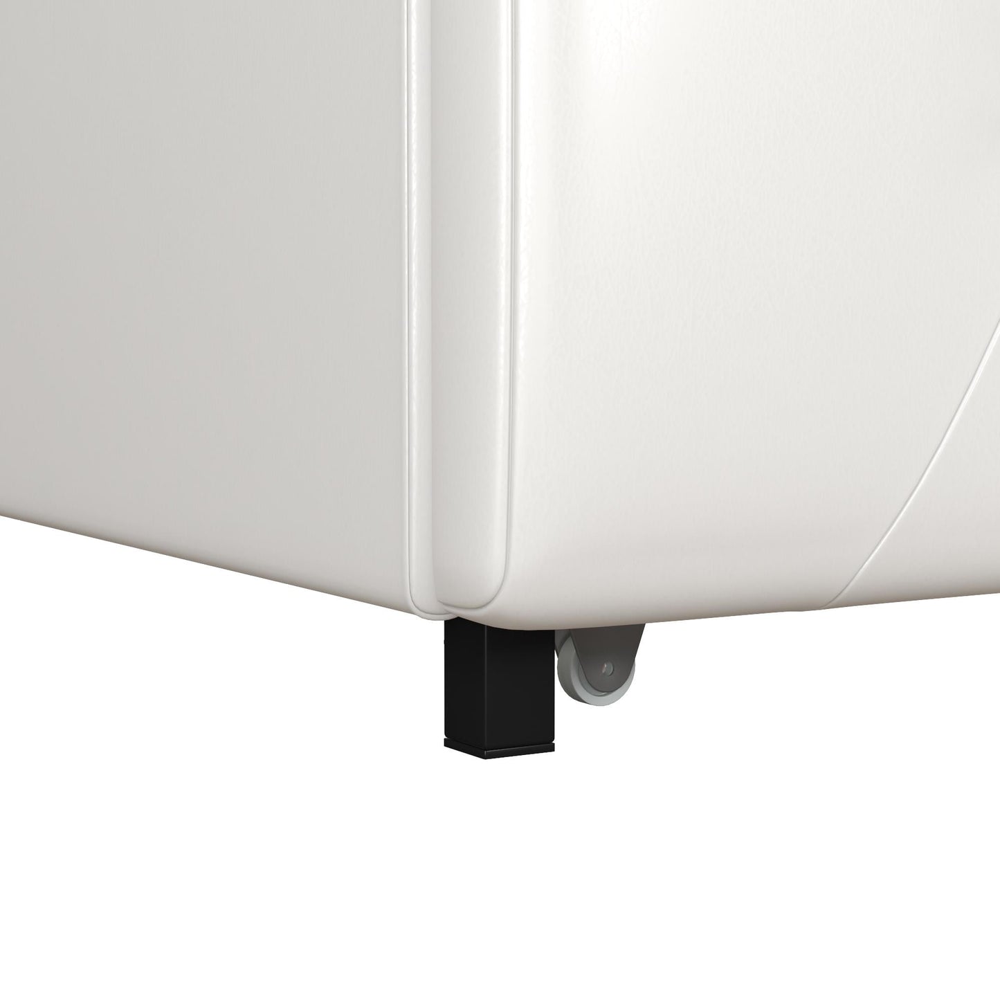 DHP Dakota Tufted Upholstered Storage Bed Frame, King, White Faux Leather