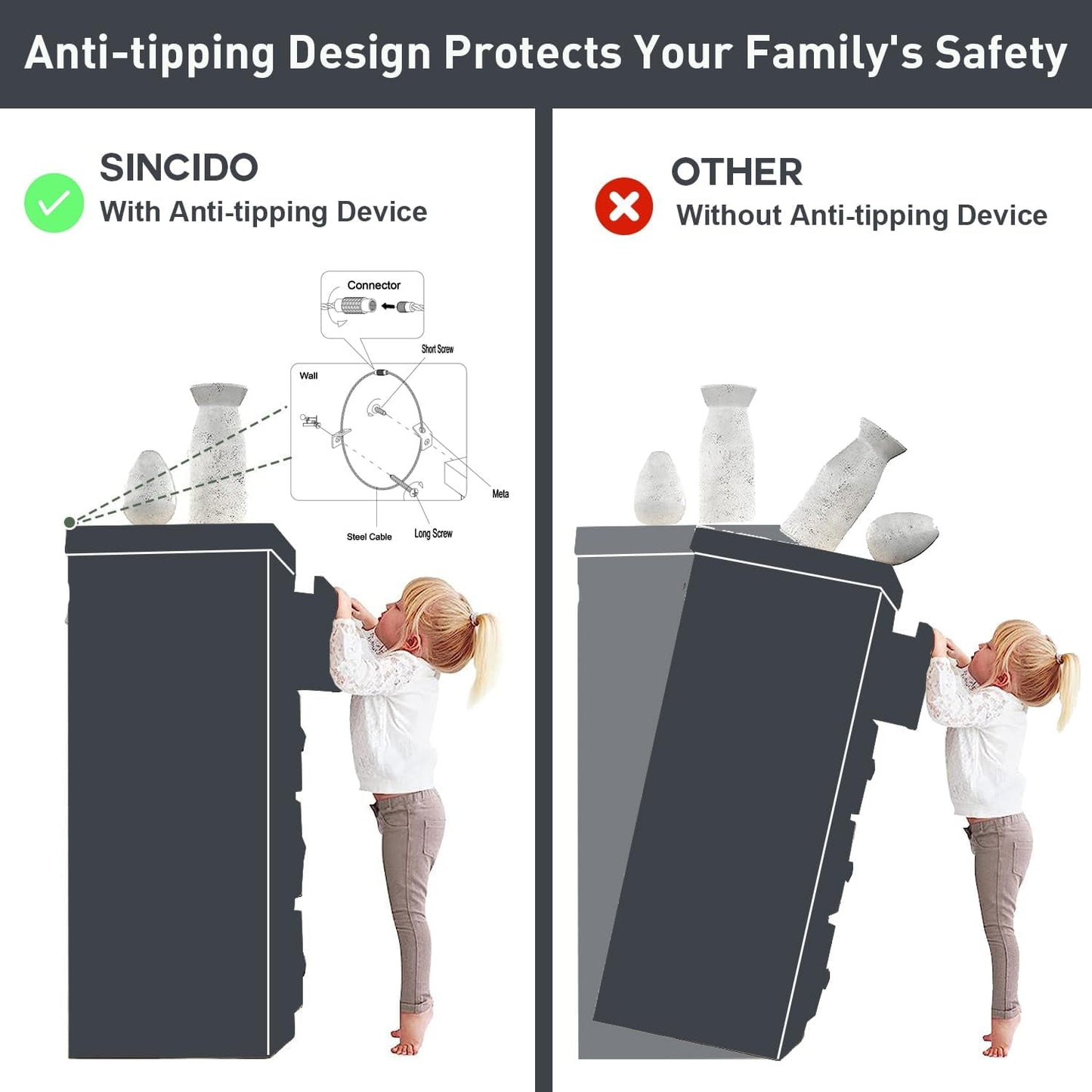 SinCiDo Dresser for Bedroom,8 Drawer Bedroom Dresser, Wood Rustic Tall Dresser Chest of Drawer for Closet, Living Room