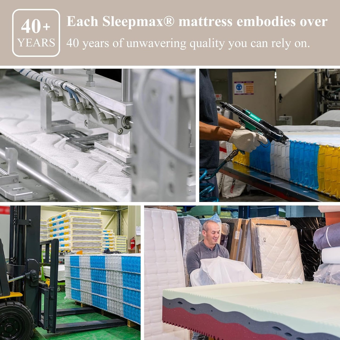 Sleepmax Queen Mattress 12 Inch - Firm Hybrid Mattress for Extra Lumbar Support - Adaptive Technology for Back Pain Relief - Fiberglass-Free Bed in a Box - CertiPUR-US Certified, 365-Night Trial