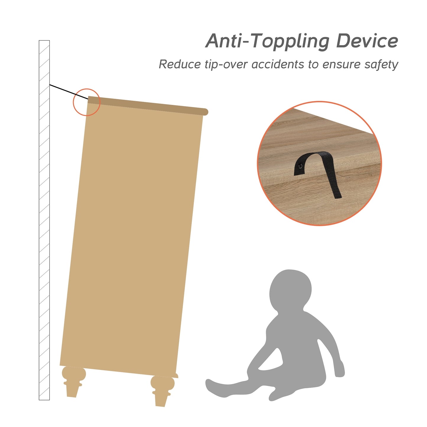 Oak Kids Dresser for Bedroom with 10 Wide Chest of Drawers, Wood Dressers for Living Room, Nursery, Hallway,White