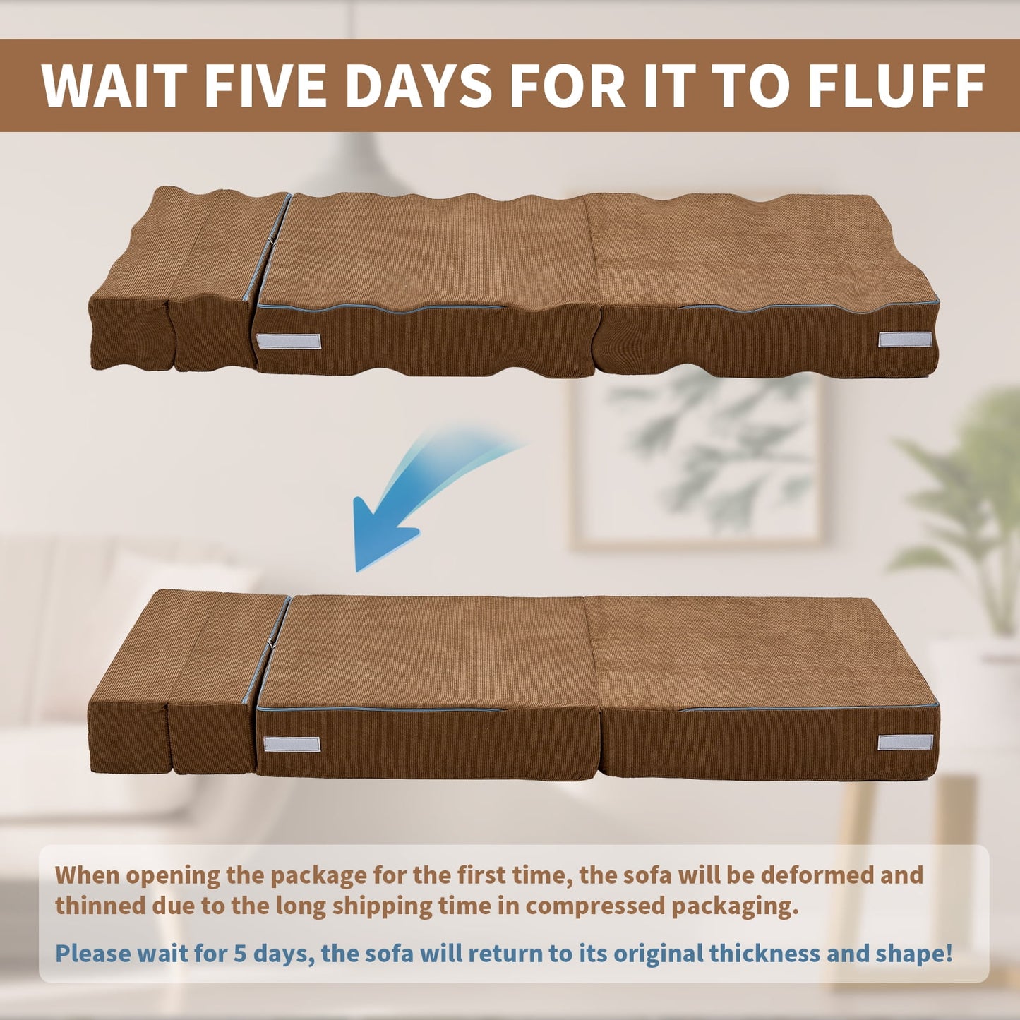 Slsy Folding Sofa Bed, Folding Lazy Sofa Bed, Convertible Sofa Chair & Sleeping Mattress, Foldable Mattress for Living Room/Dorm/Guest Use/Home Office/Apartment