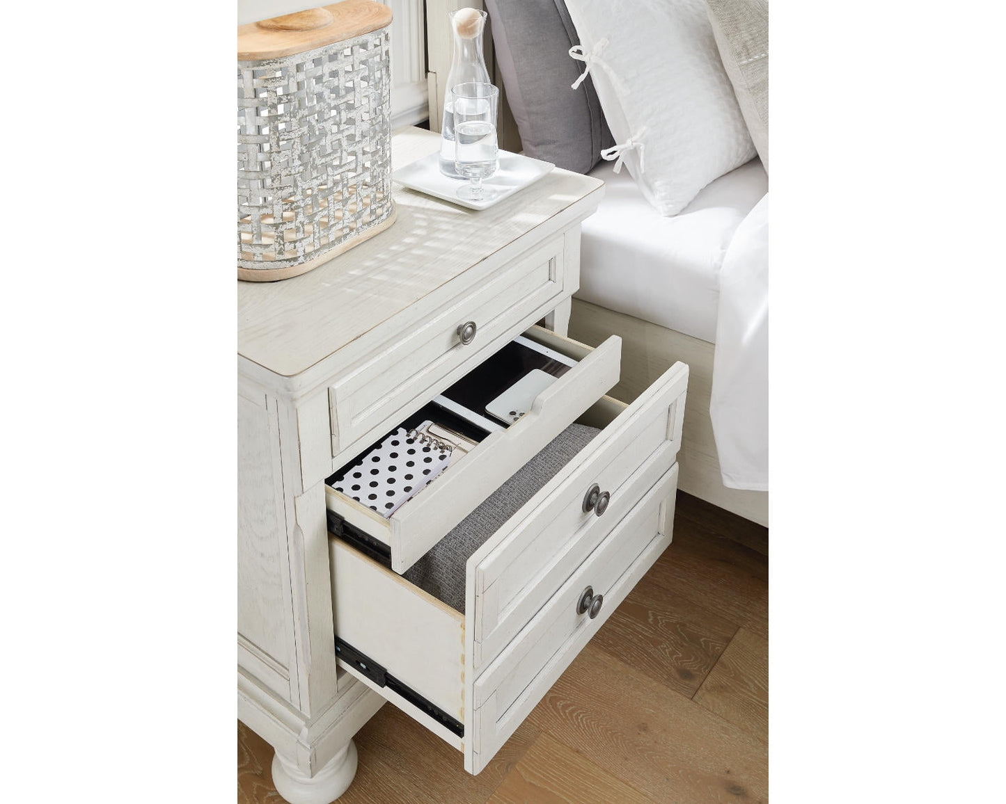 Ashley Signature Design Robbinsdale Antique White 2-Drawer Nightstand Furniture