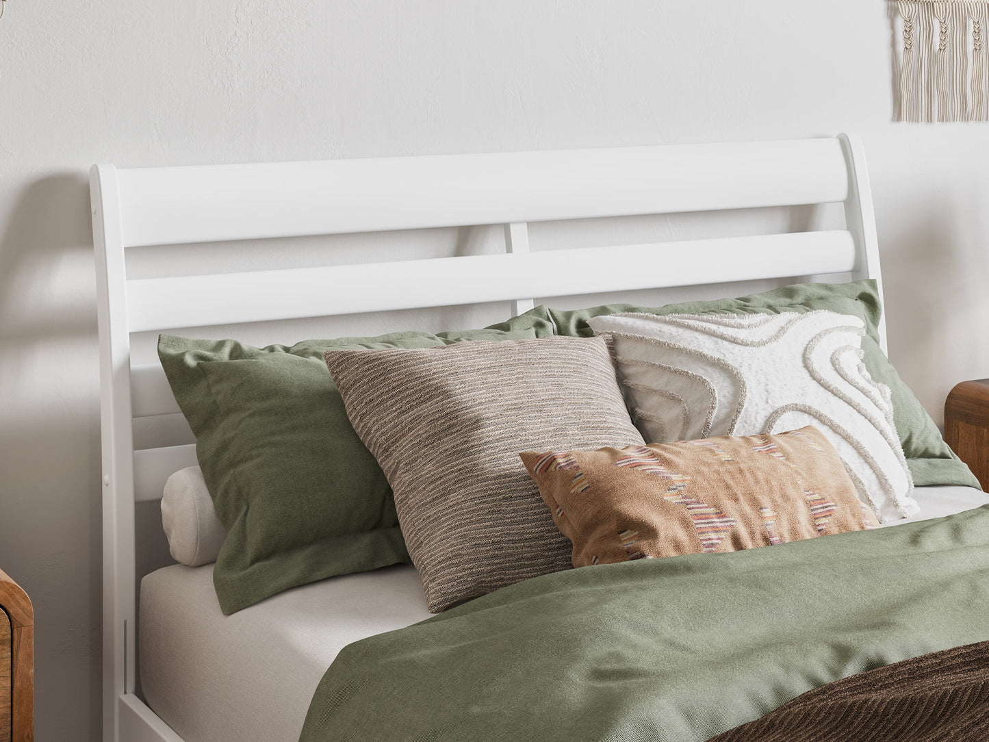 AFI Savannah Full Solid Wood Low Profile Platform Bed, White