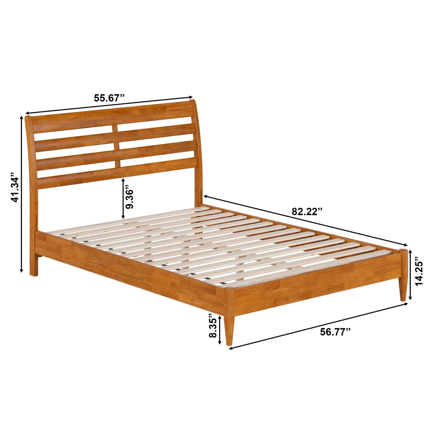 AFI Savannah Full Solid Wood Low Profile Platform Bed, Light Toffee