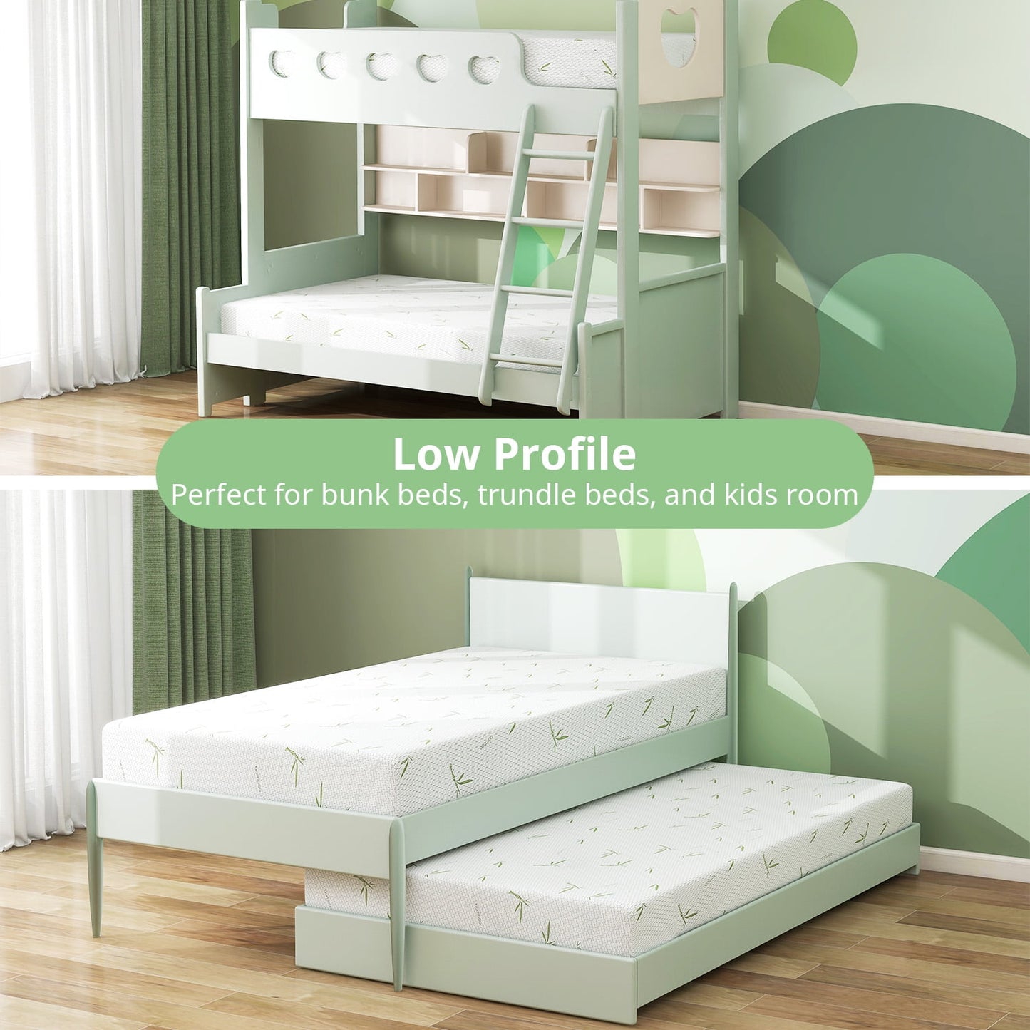 USA Made 8 Inch Queen Mattress In Box, Green Tea Gel Infused Memory Foam, Medium Firm with Cooling Bamboo Cover