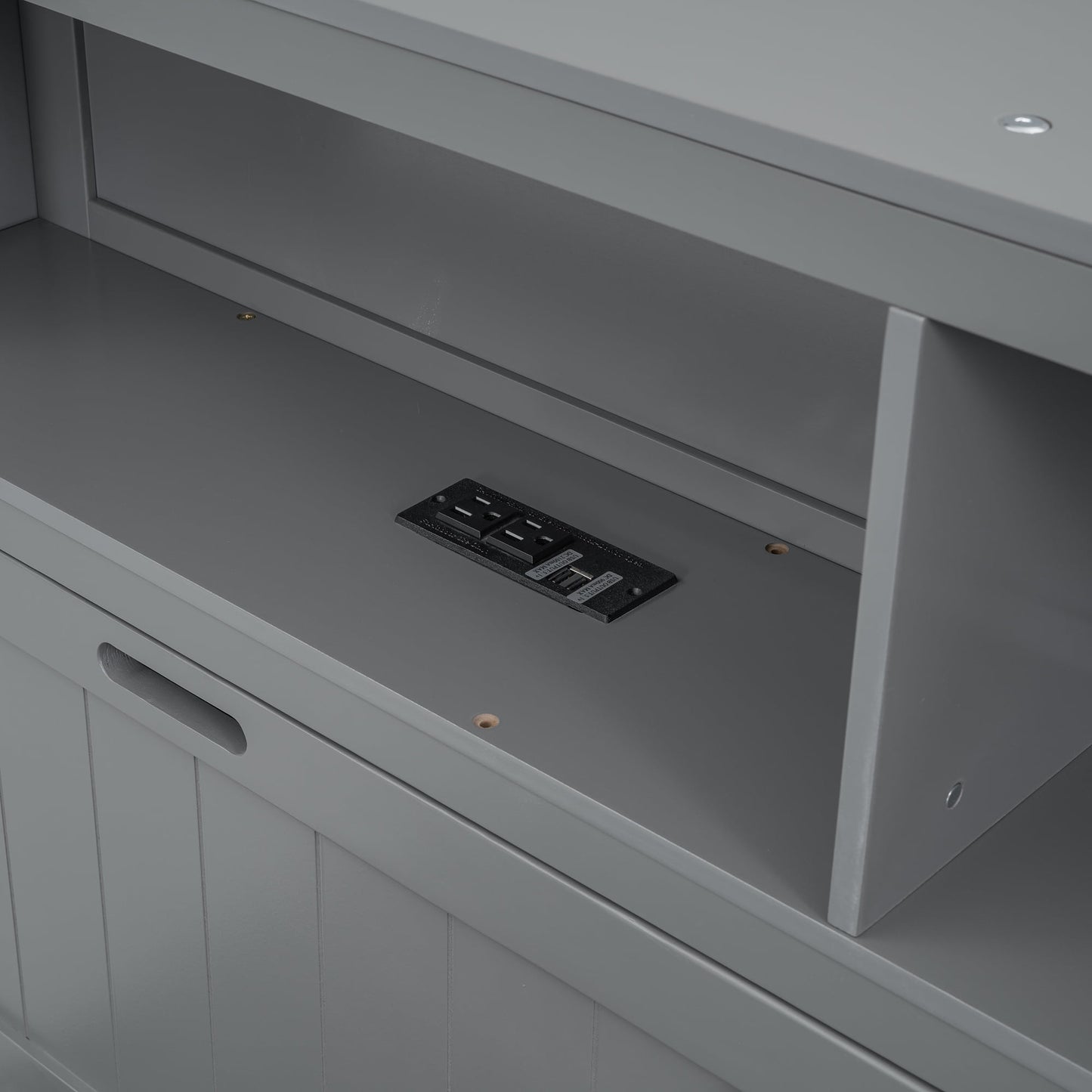 EUROCO Queen Size Platform Bed with Lift up Storage and LED Headboard, USB Charging Station and 2 Drawers, Gray