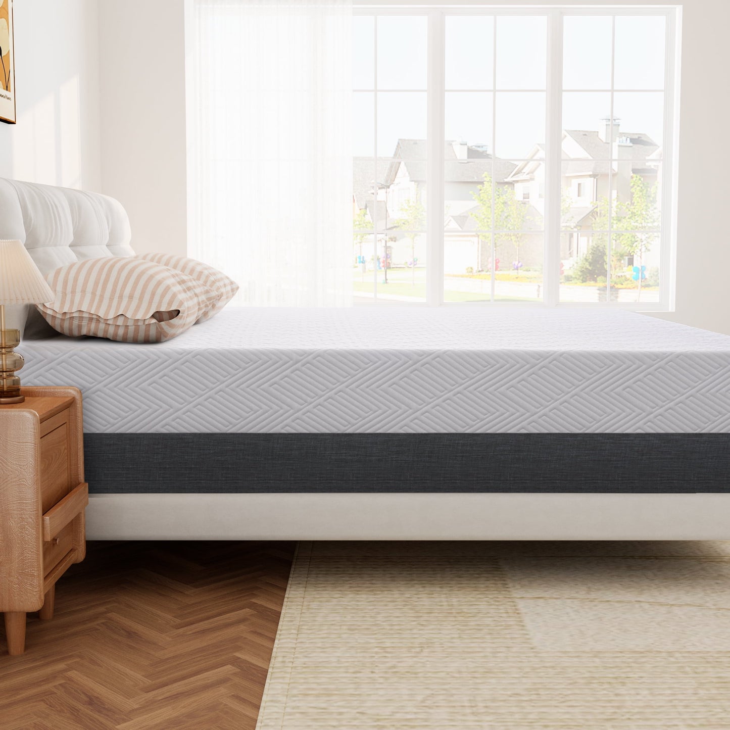 Madinog Queen 10-Inch Cool-Size Medium-Foam Mattress in a Box, Breathable and Non-Slip Design with 10 Year Warranty