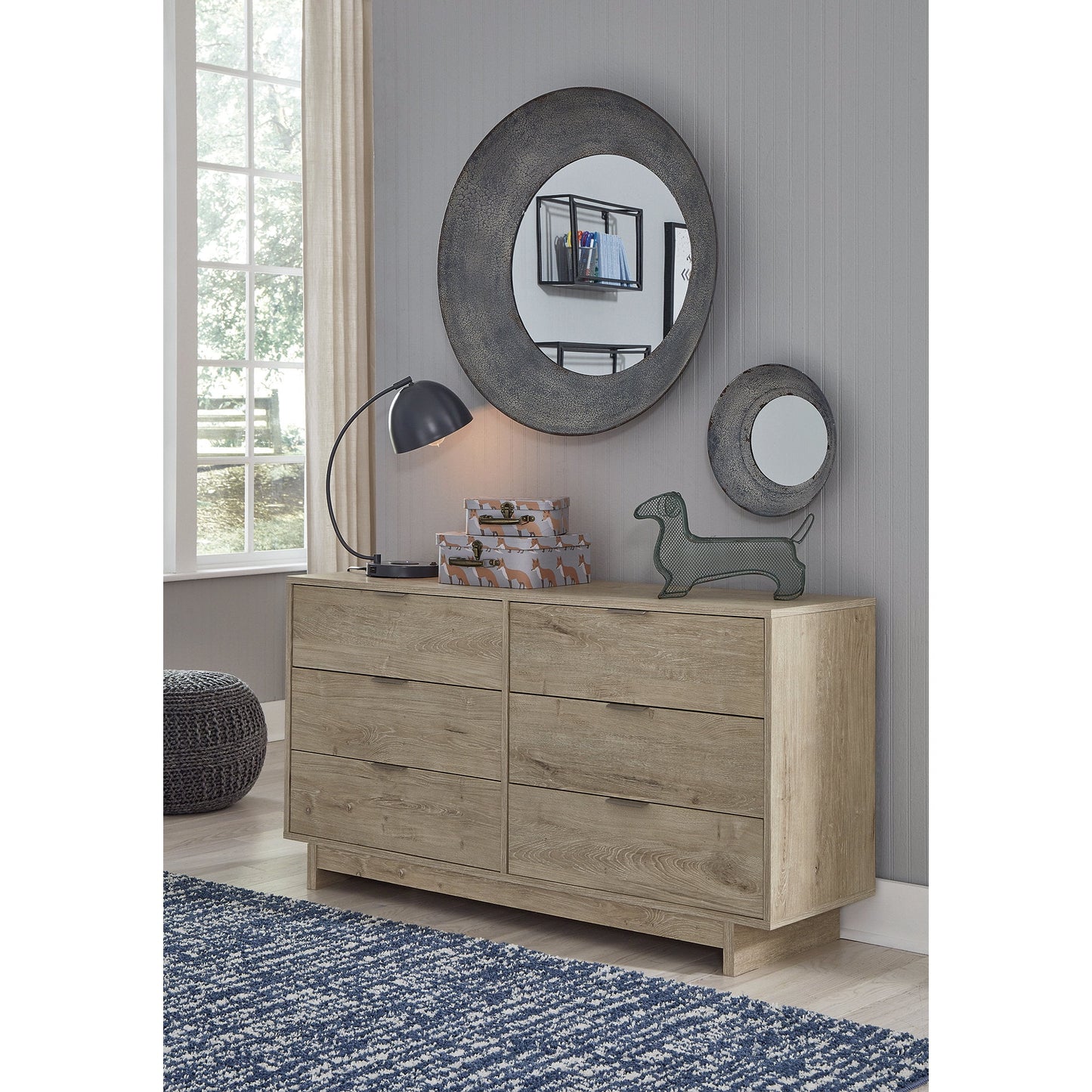 Mid-Century Modern Bedroom Dresser - Oliah 6 Drawer by Signature Design Ashley