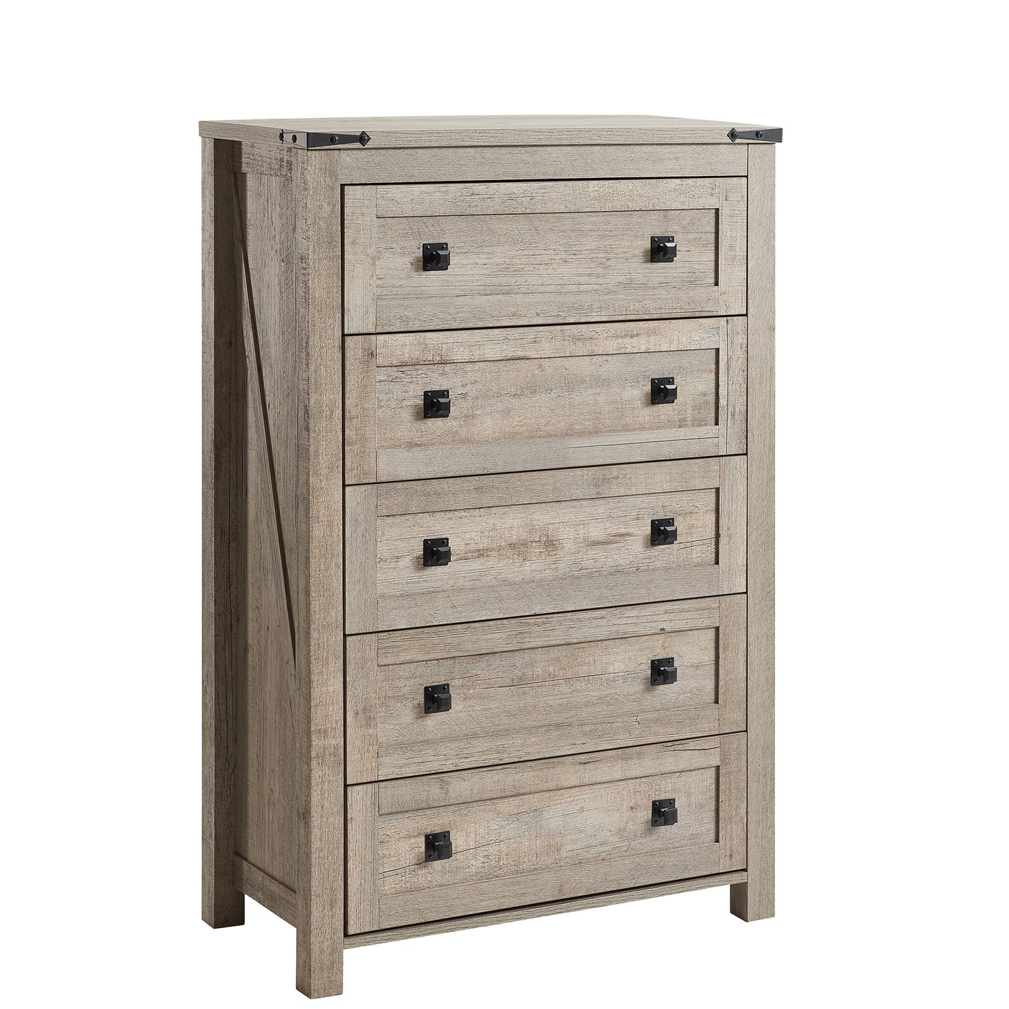 OKD 5 Drawers Dresser Chests for Bedroom Farmhouse, Wood Rustic Tall Chest of Drawers, Light Rustic Oak