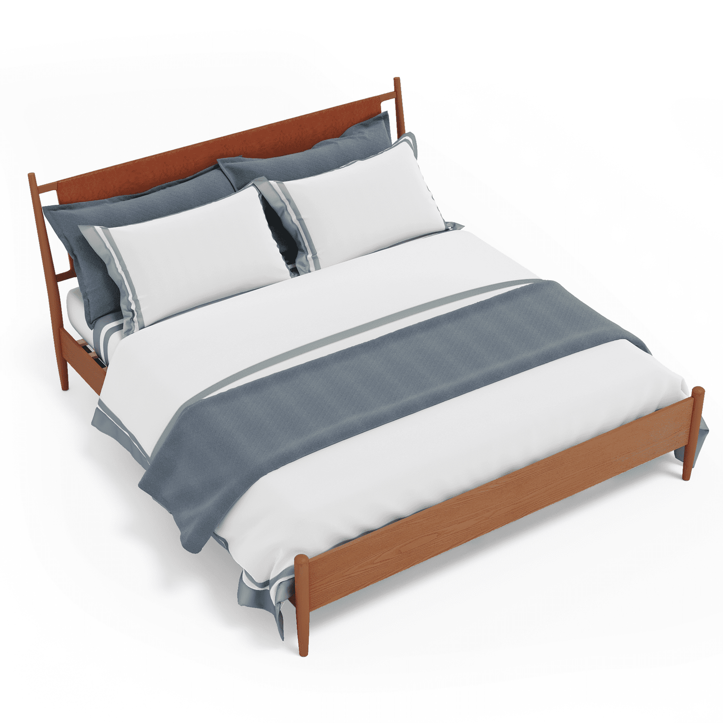 Hommow Modern Solid Wood Platform Bed, Bed Frame with Headboard, Solid Wood Bed Frame with Wood Slat Support, King, Orange