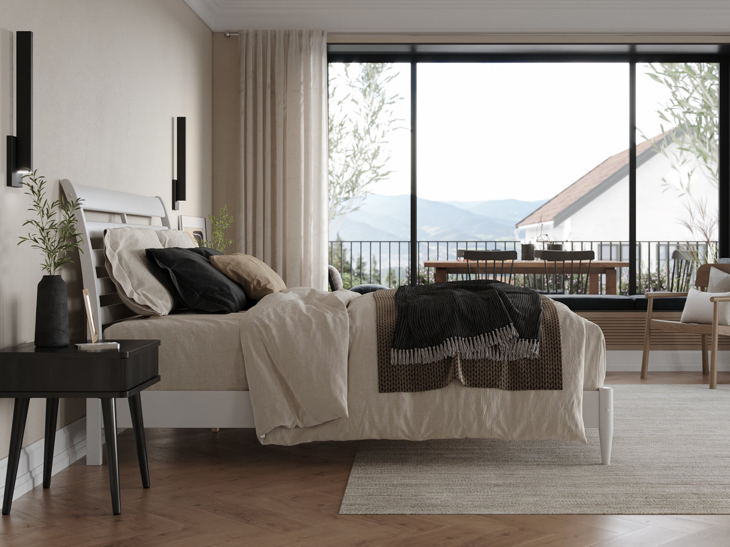 AFI Savannah Queen Solid Wood Low Profile Platform Bed, White