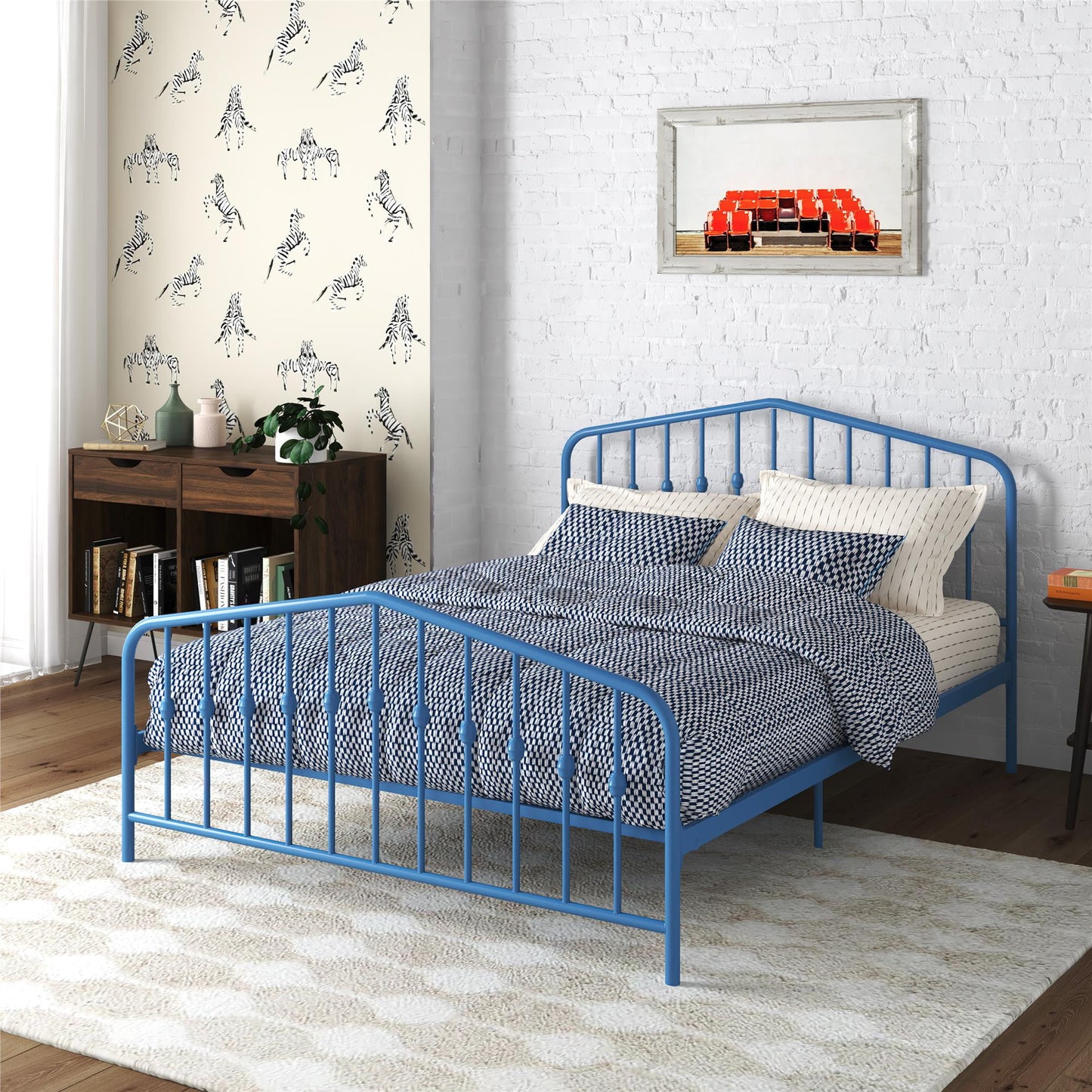 Novogratz Bushwick Metal Bed, Queen, Sea Blue