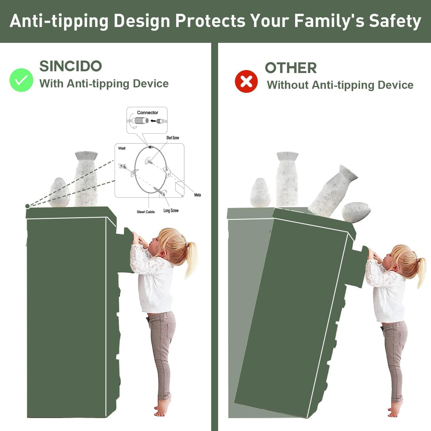 SinCiDo Dresser for Bedroom,8 Drawer Bedroom Dresser, Wood Rustic Tall Dresser Chest of Drawer for Closet, Living Room