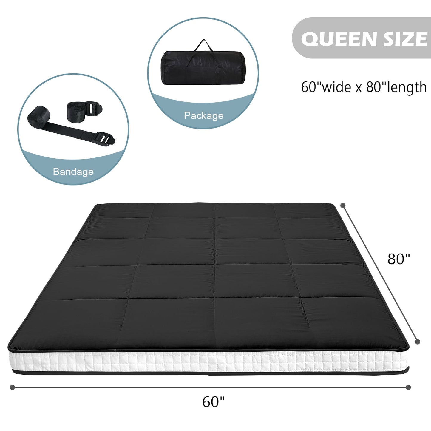 SLSY Futon Mattress, Extra Thick Padded Japanese Floor Mattress Quilted Bed Mattress Topper, Folding Floor Lounger Sleeping Pad Guest Bed