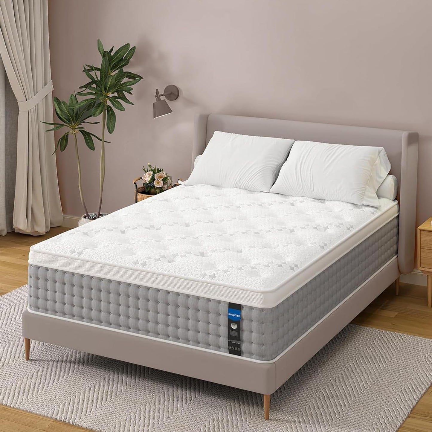 Sleepmax King Mattress 12 Inch - Hotel-Collection Hybrid Mattress Pain Relief - Deep Sleep Firm Mattress Extra Lumbar Support - Motion-Isolation Bed in a Box, CertiPUR-US Certified, 365-Night Trial