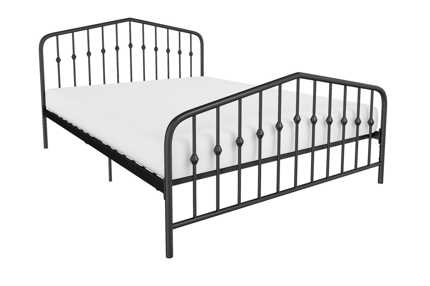 Novogratz Bushwick Metal Platform Bed and Adjustable Frame, Full, Black