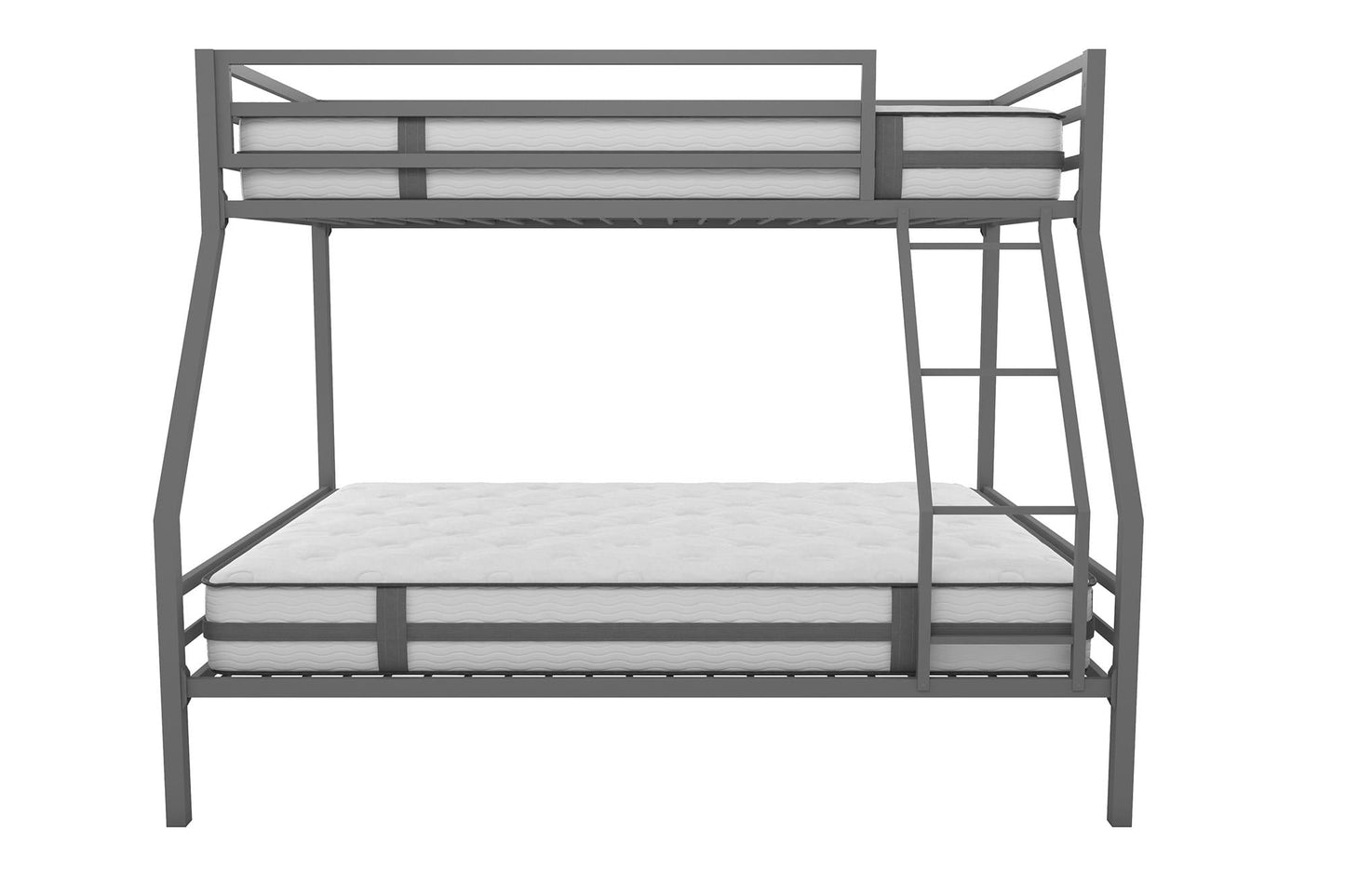 Novogratz Maxwell Twin-Over-Full Metal Bunk Bed with Ladder and Guardrails, Easy Assembly, Grey
