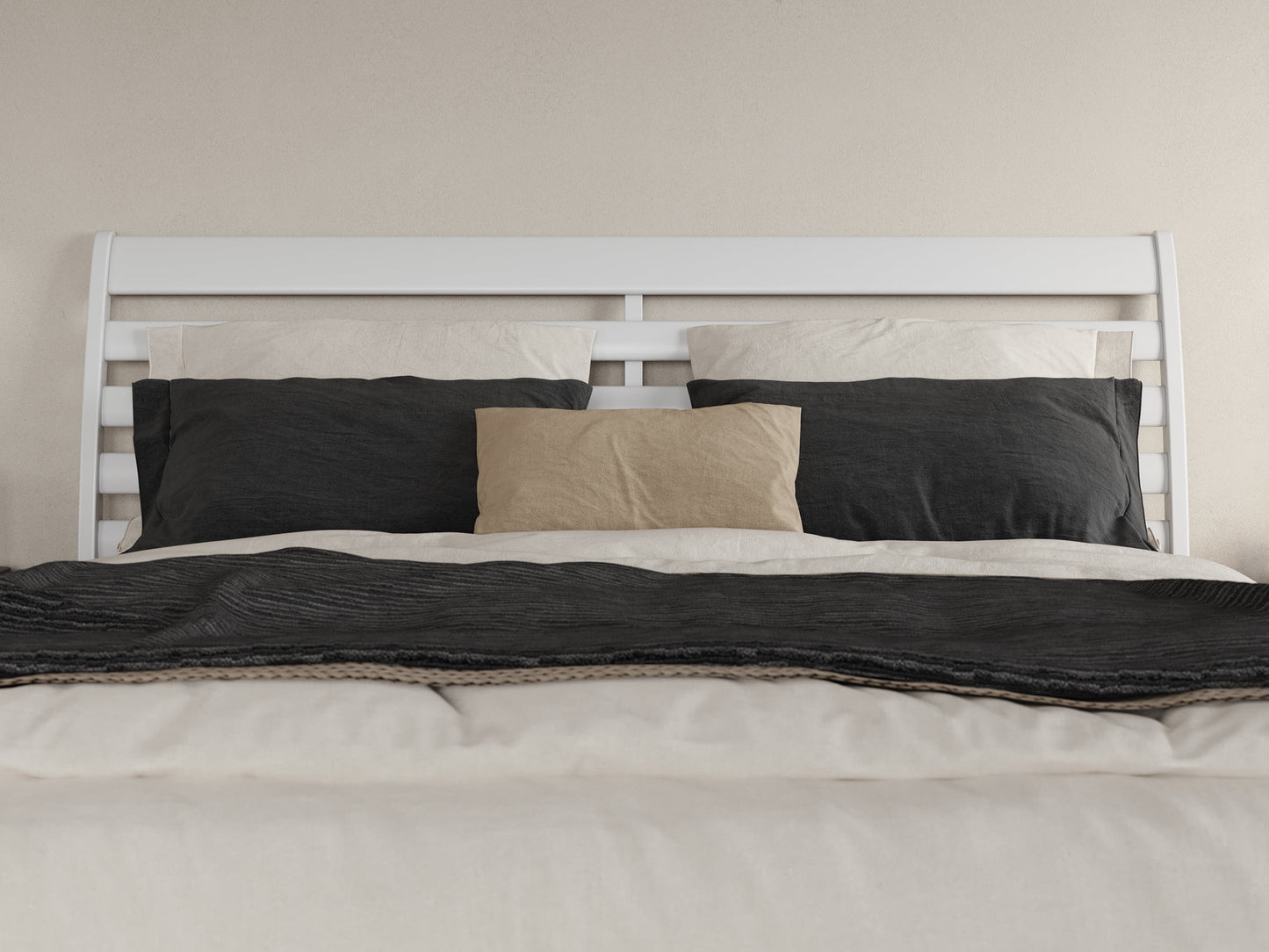 AFI Savannah King Solid Wood Low Profile Platform Bed, White