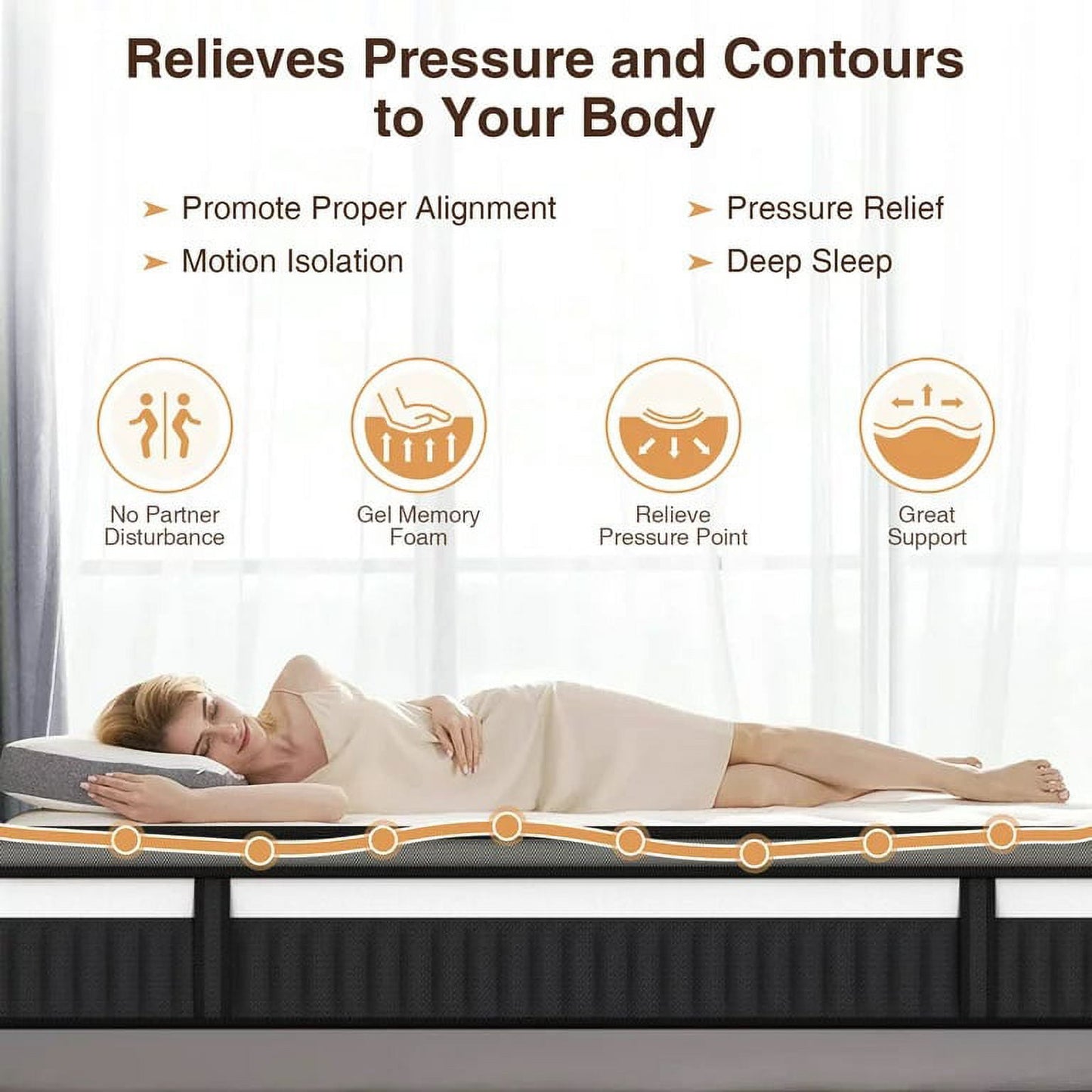 14inch Queen Mattress, Memory Foam Mattress, Bed in a Box, Medium Firm, Zoned Pressure Relief, Certified Safe Foams & Fabric, Breathable & Cooling Mattress