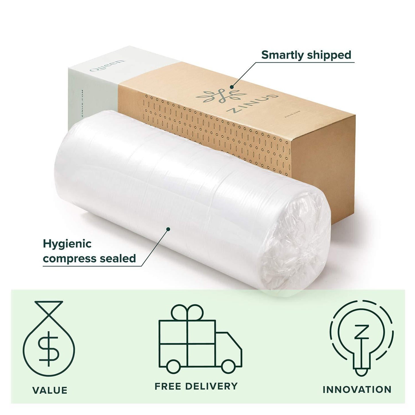 Sleep Master 10in Green Tea Memory Foam Mattress with 2in Aircool Foam - Queen