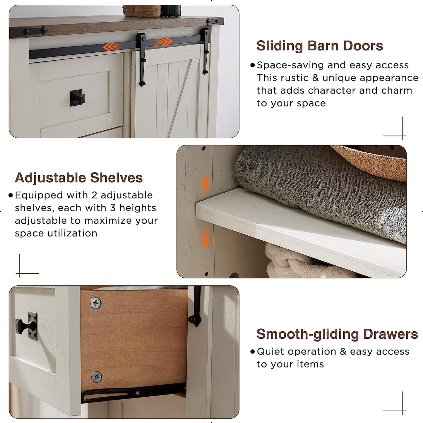 Extra Savings! OKD OKD Modern Farmhouse 5-Drawer Dresser with Barn Door, Adjustable Storage Cabinet for Bedroom Living Room, White - Walmart.com