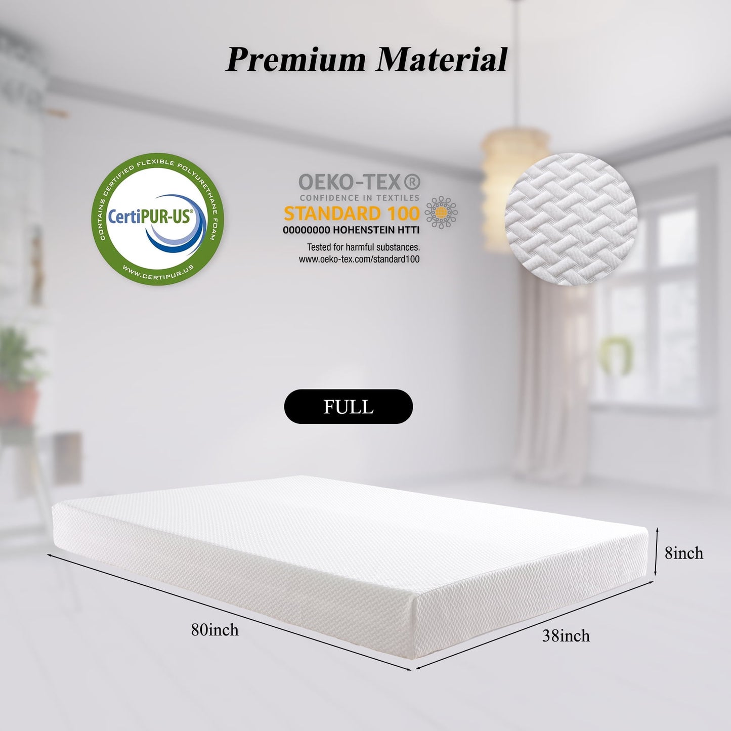 Simzone 8 Inch Mattress Full Dual Layers Memory Foam Mattress, Convoluted Foam Mattress for Adjustable Bed Frame Medium Firm CertiPUR-US Certified