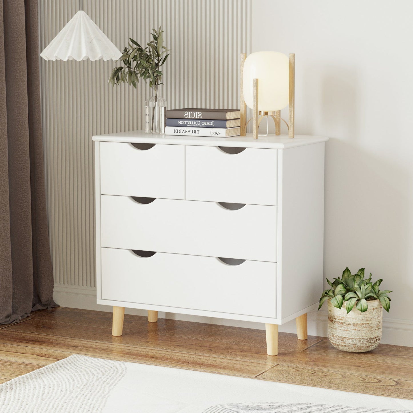 Extra Savings! RichYa 4 Drawer Dresser for Bedroom Wood Storage Dresser White Sofa Table Nightstand Chest of Drawer - Walmart.com