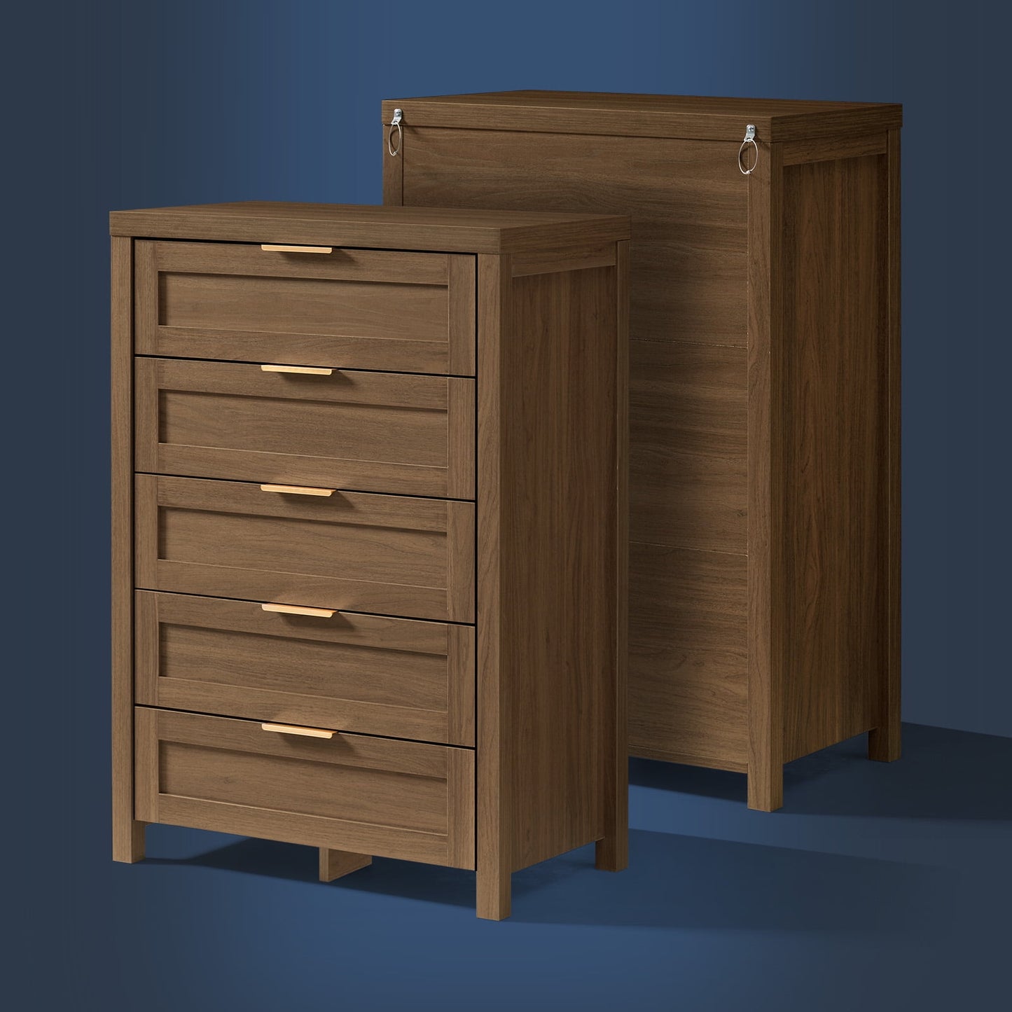 OAKHAM 5 Drawer Dresser, Modern Wooden Chests of Drawers, Tall Dressers for Bedroom, Special Walnut