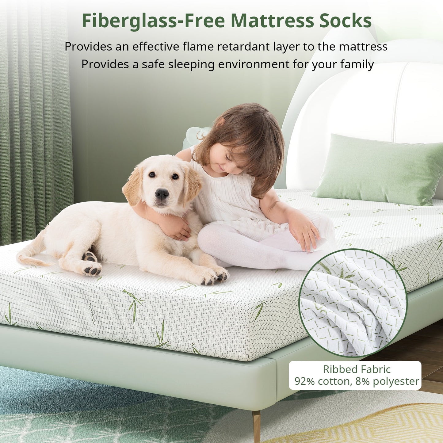 USA Made 8 Inch Queen Mattress In Box, Green Tea Gel Infused Memory Foam, Medium Firm with Cooling Bamboo Cover