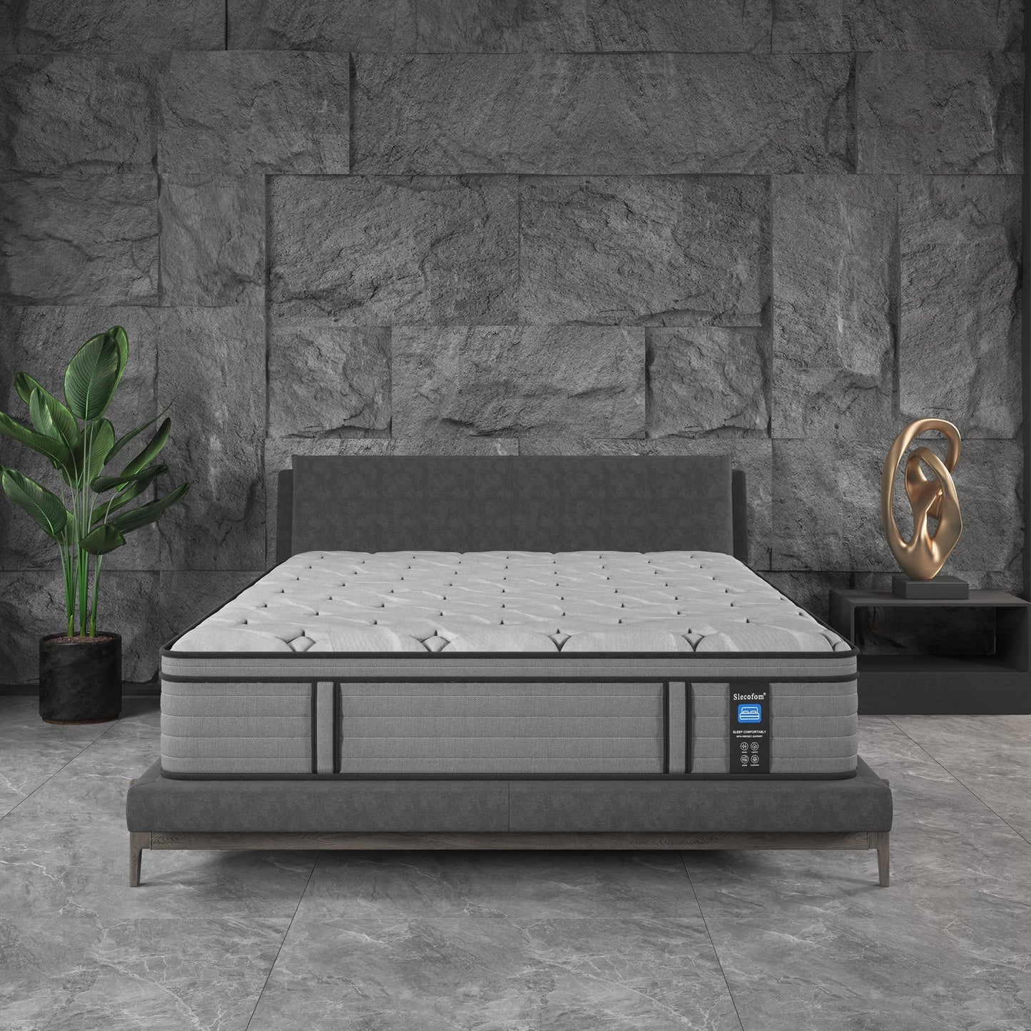 Slecofom 12-inch Hybrid Mattress / Firm Feel with Gel Memory Foam for Adults & Teenagers -King