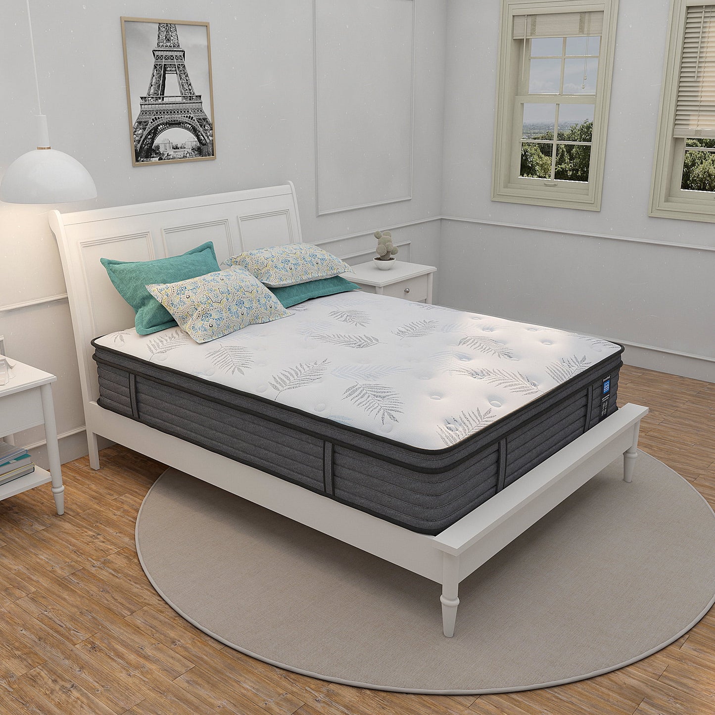 Slecofom 12-inch Hybrid Mattress Firm Feel with Gel Memory Foam for Adults & Teenagers - Queen