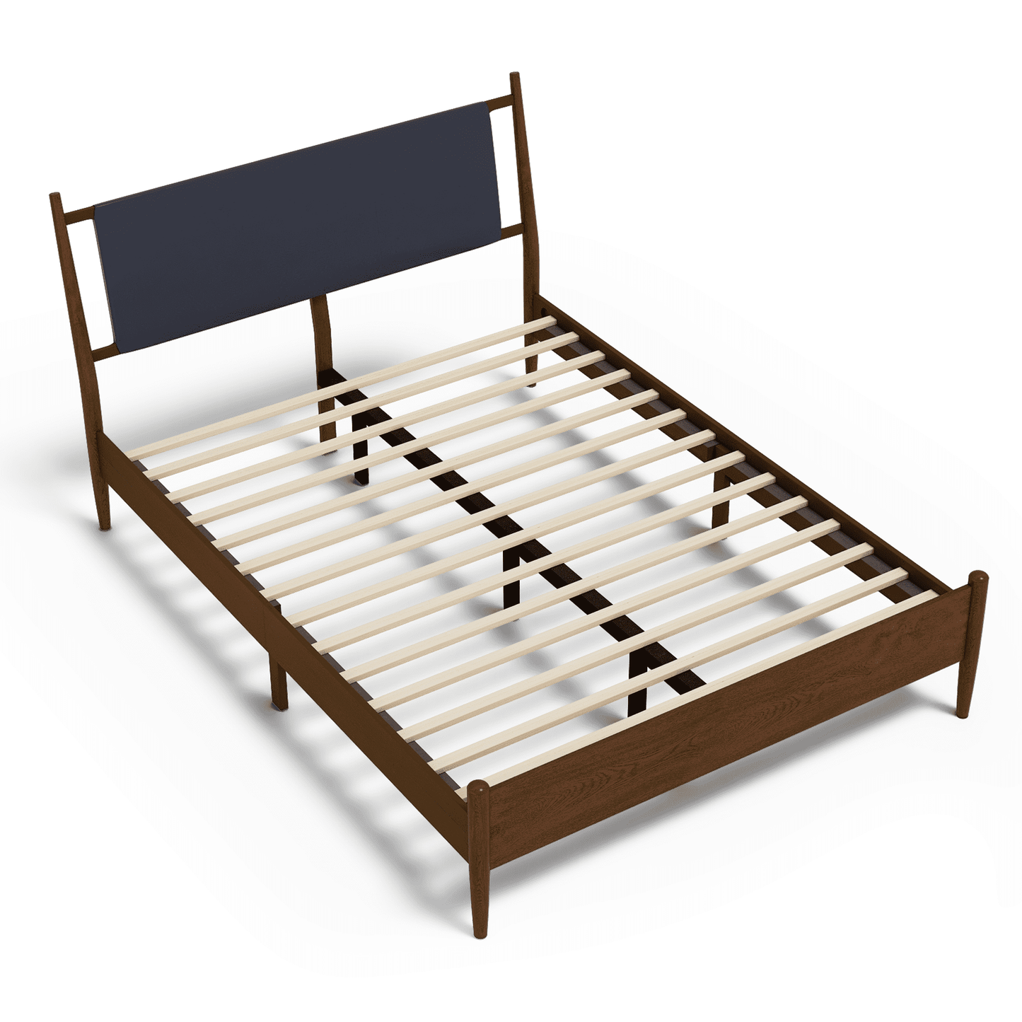 Hommow Modern Solid Wood Platform Bed, Bed Frame with Headboard, Solid Wood Bed Frame with Wood Slat Support, Queen, Black