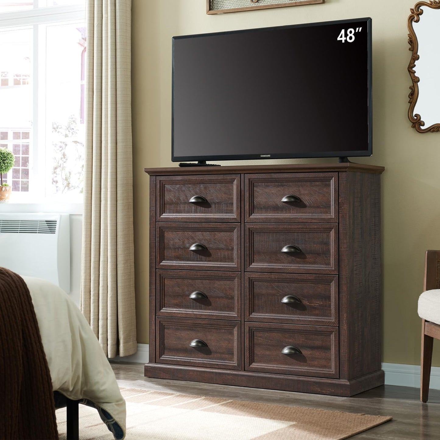 SinCiDo Dresser for Bedroom,8 Drawer Bedroom Dresser, Wood Rustic Tall Dresser Chest of Drawer for Closet, Living Room