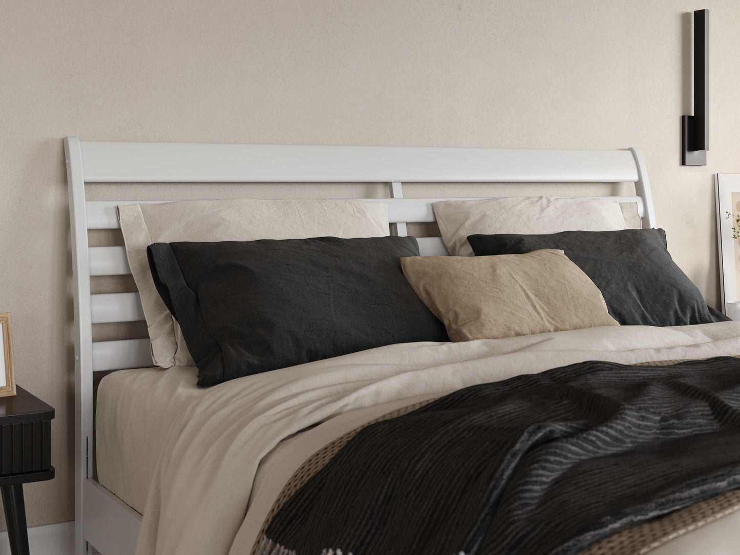 AFI Savannah King Solid Wood Low Profile Platform Bed, White