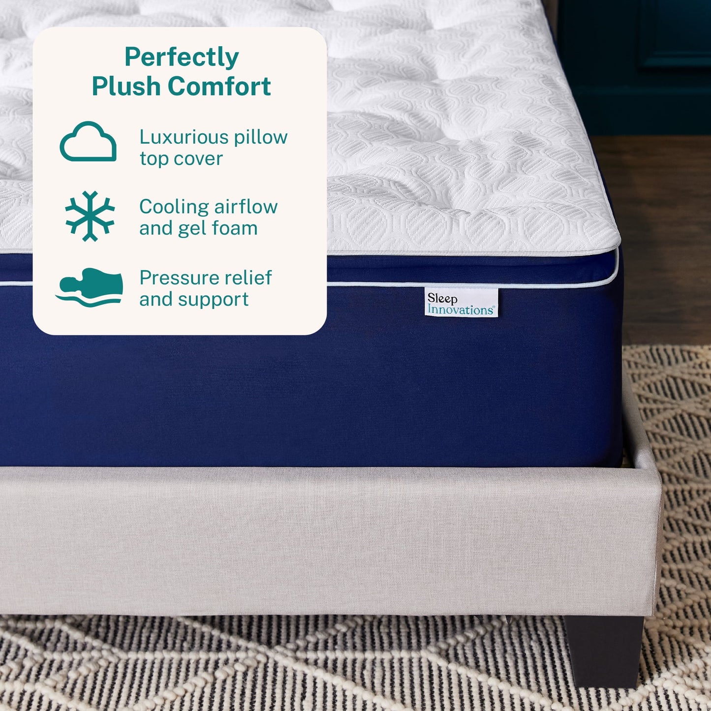 Sleep Innovations Skyler Gel Memory Foam Mattress, Twin, 12-inch, Plush Pillow Top