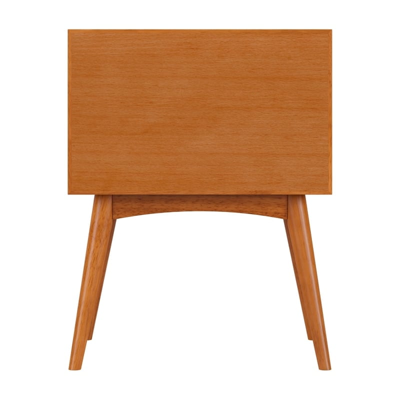 AFI Pasadena Solid Wood Mid-Century Modern Nightstand with 2 Drawers, Light Toffee