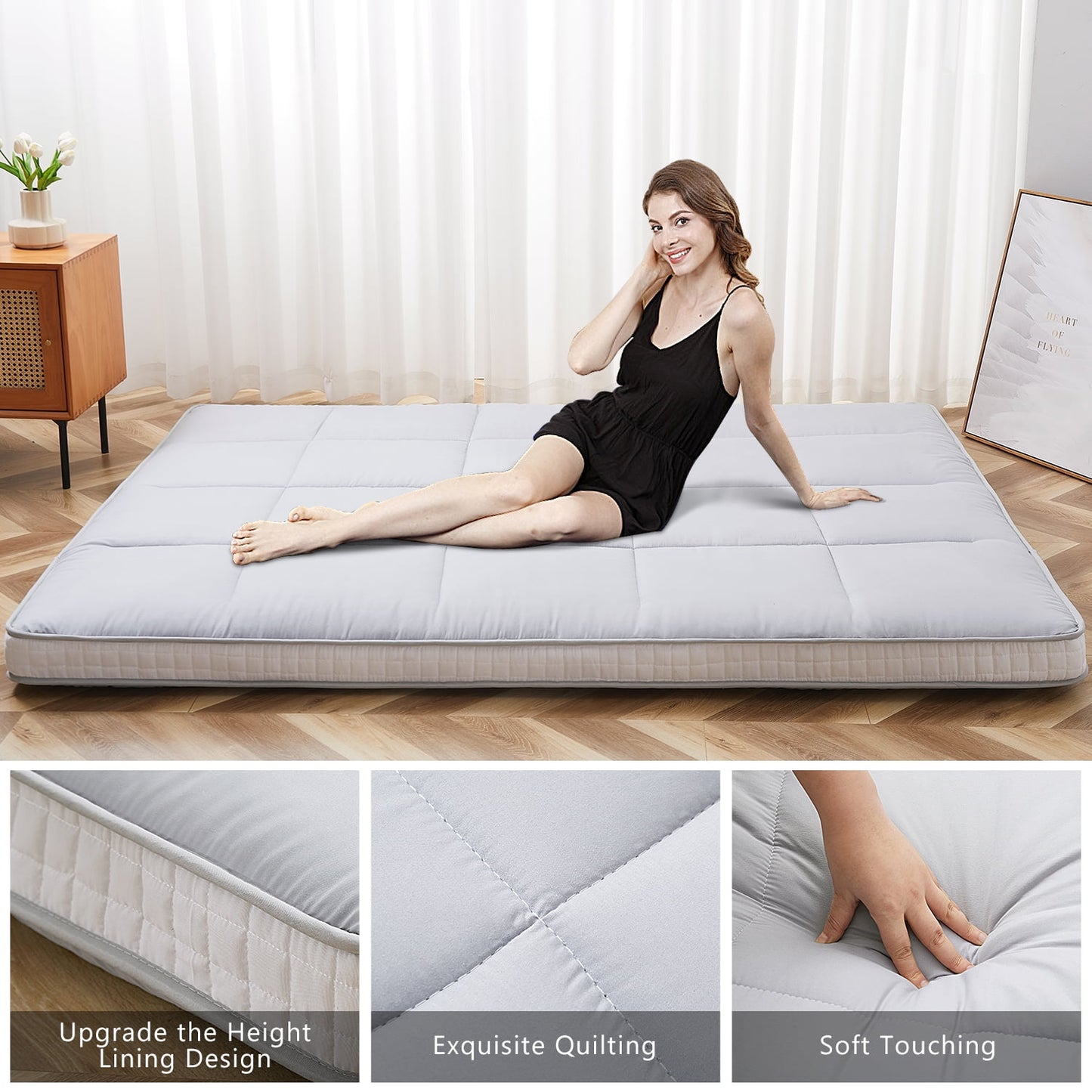 SLSY Futon Mattress, Extra Thick Padded Japanese Floor Mattress Quilted Bed Mattress Topper, Folding Floor Lounger Sleeping Pad Guest Bed