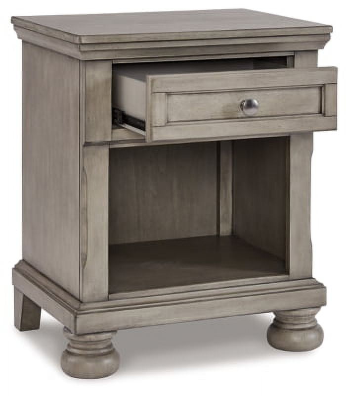Ashley Furniture Lettner 1-Drawer Nightstand, Light Gray, Modern Traditional Design