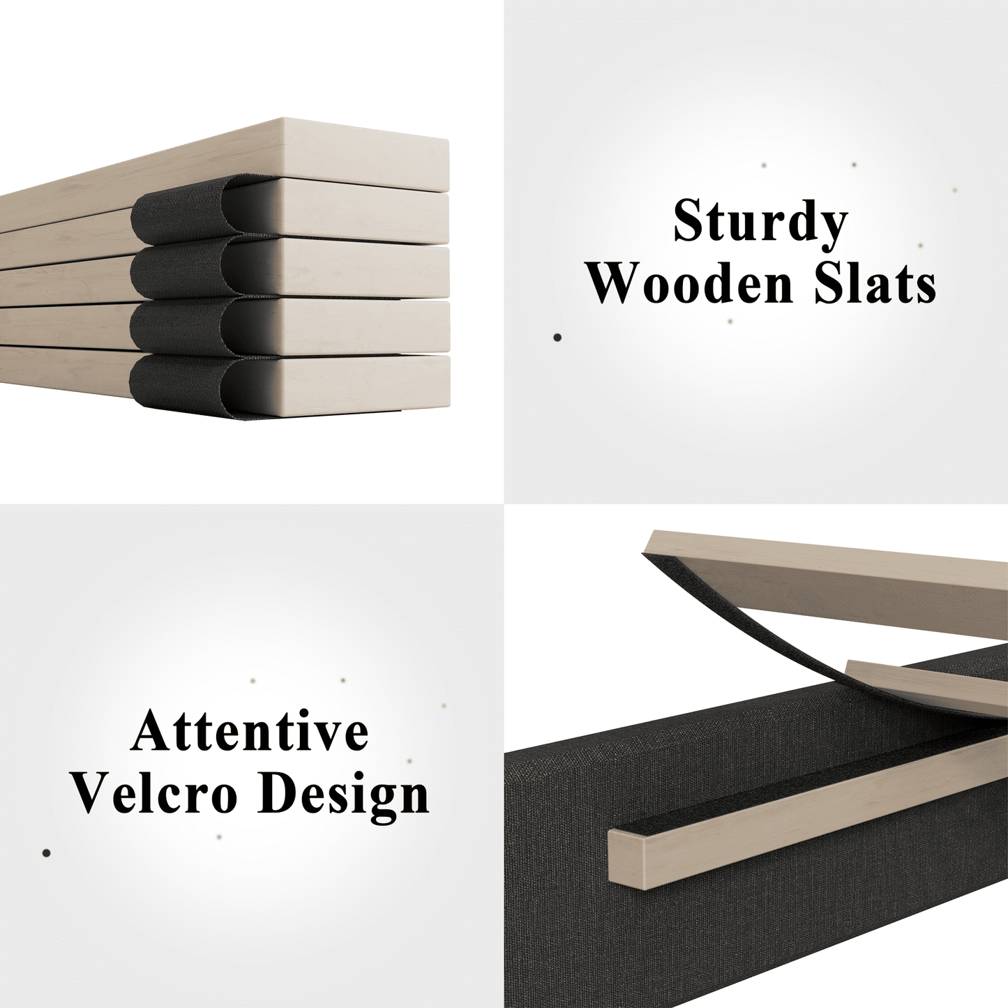 Lifezone Queen Bed Frame, Dark Gray, Adjustable Upholstered Headboard, No Box Spring Needed