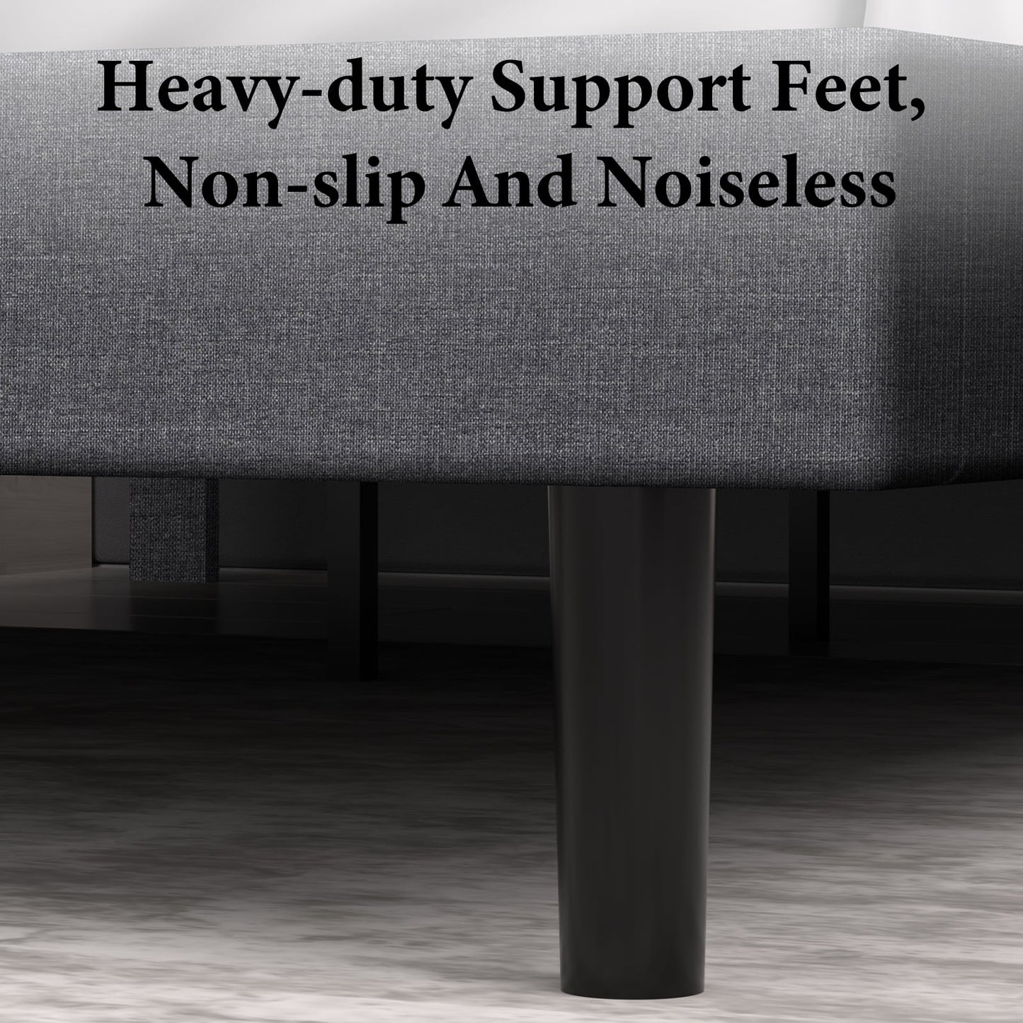 LAFGUR Queen Size Platform Bed Frame with Fabric Upholstered Headboard and Wooden Slats Support, Fully Upholstered Mattress Foundation/No Box Spring Needed/Easy Assembly, Dark Grey