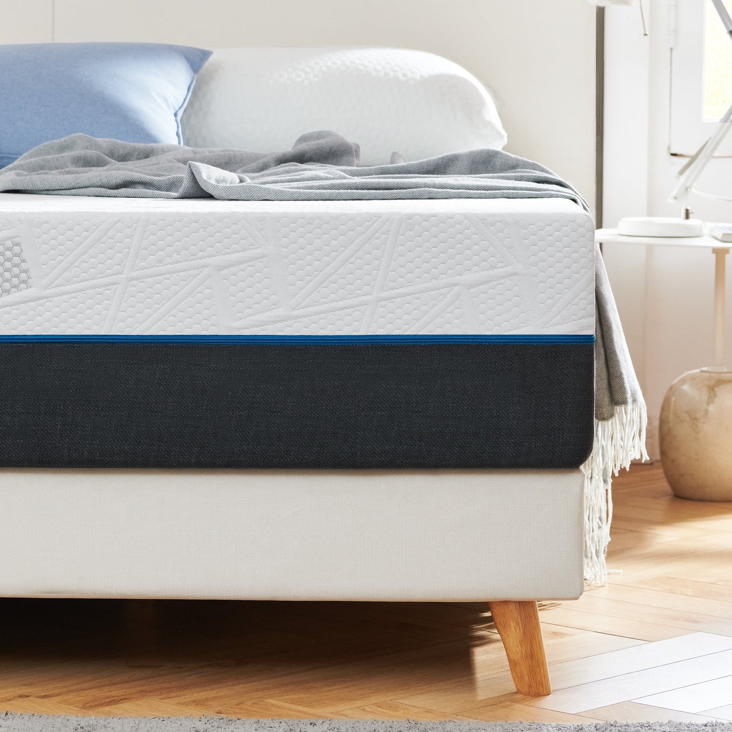 Madinog 14in Queen Size Memory Foam Mattress, High-Quality, Safe, Comfortable, Easy to Clean, Compressed in a Box
