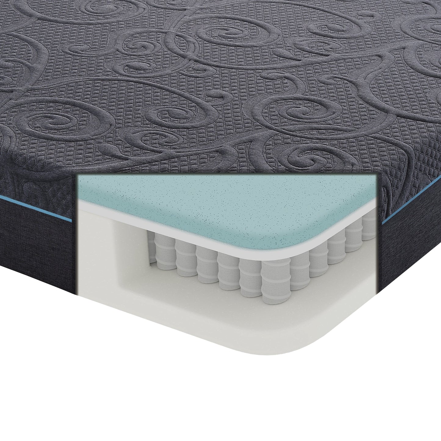 OakvillePark Squantum 11-Inch Gel-Infused Memory Foam Hybrid Mattress, Cal King