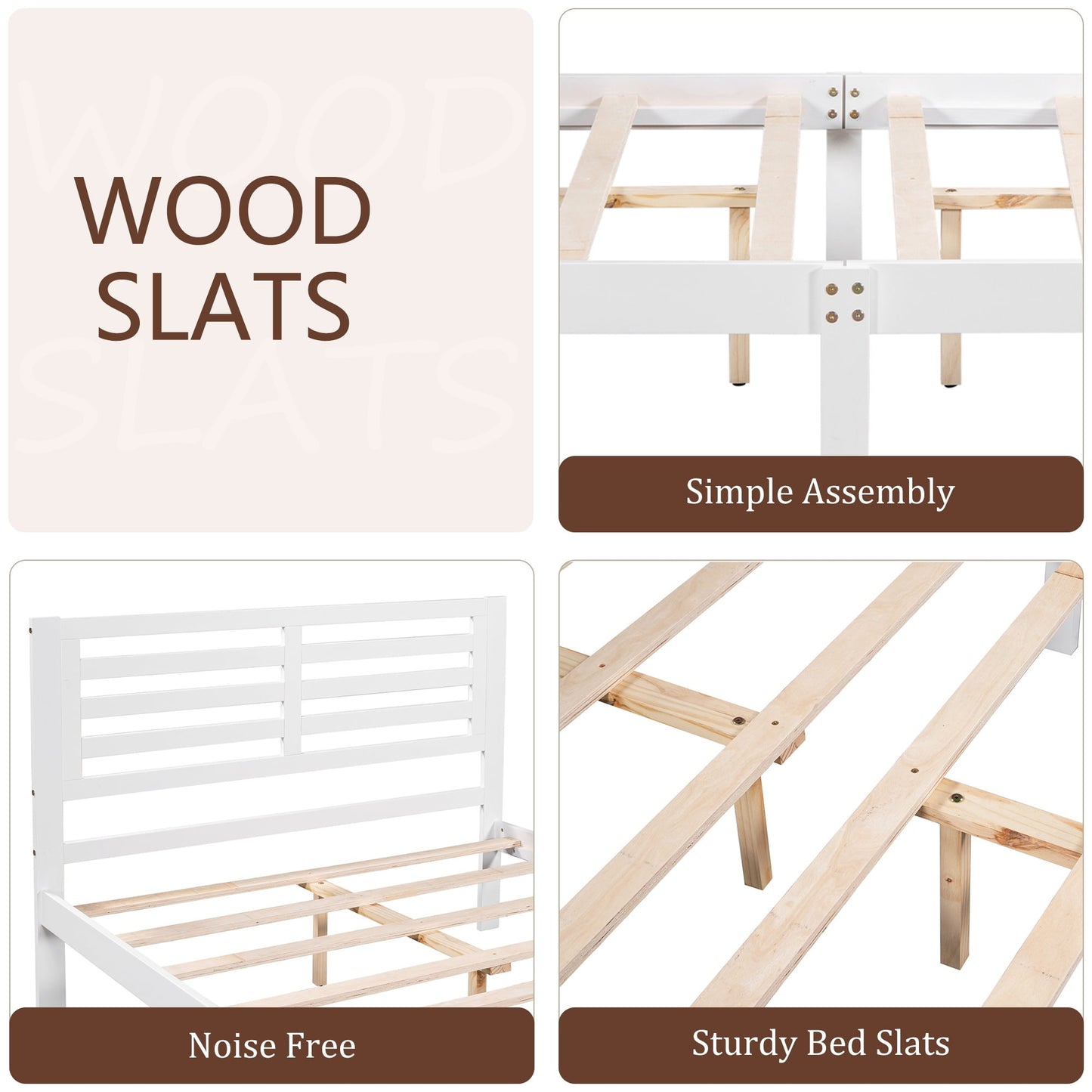 UHOMEPRO Platform Bed Frame Storage Bed with Headboard, Pine Wood Full Bed Frame for Bedroom, Modern Full Size Bed Frame with Drawers, Wood Slats Support, Holds 400 lb, No Box Spring Needed, White