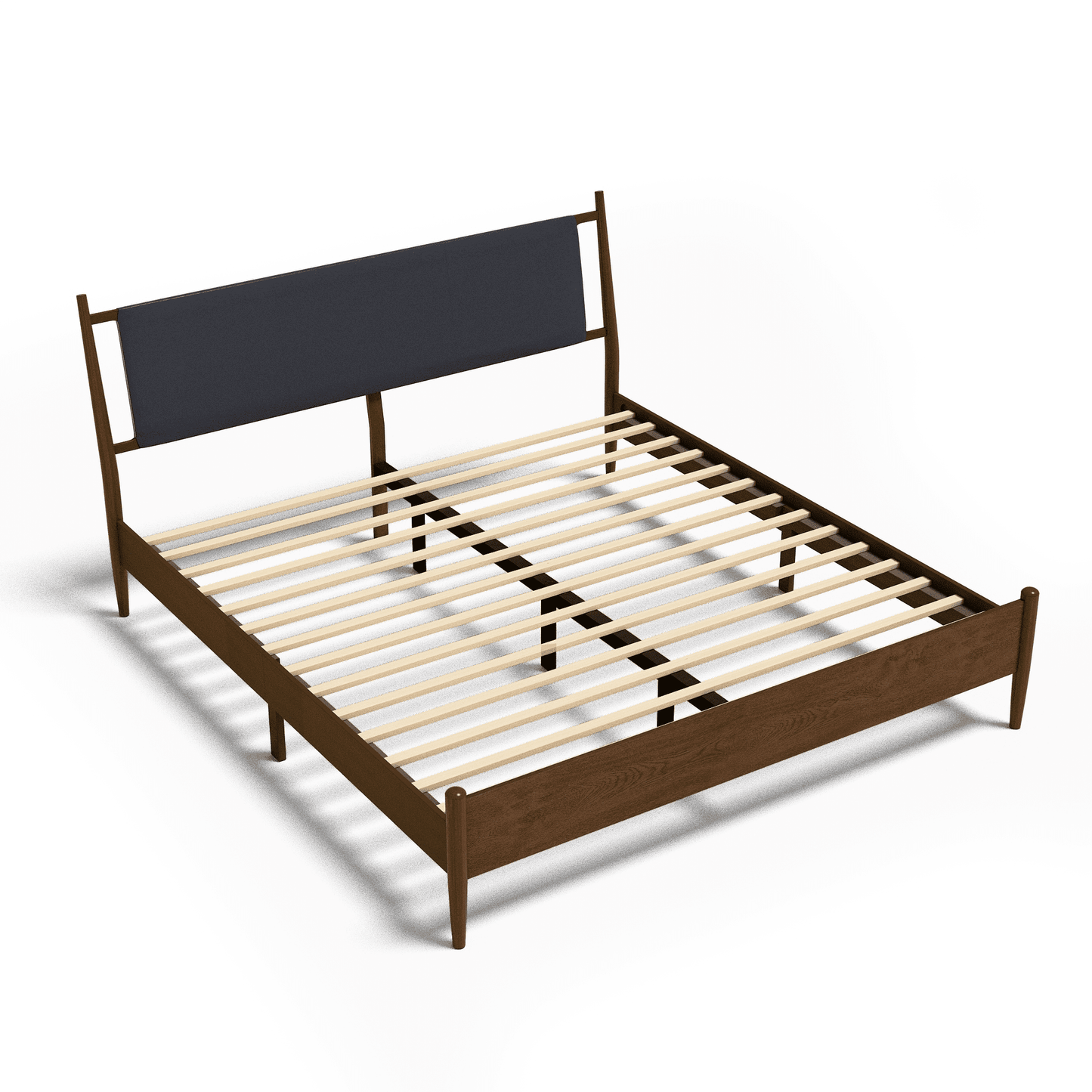 Hommow Modern Solid Wood Platform Bed, Bed Frame with Headboard, Solid Wood Bed Frame with Wood Slat Support, King, Black