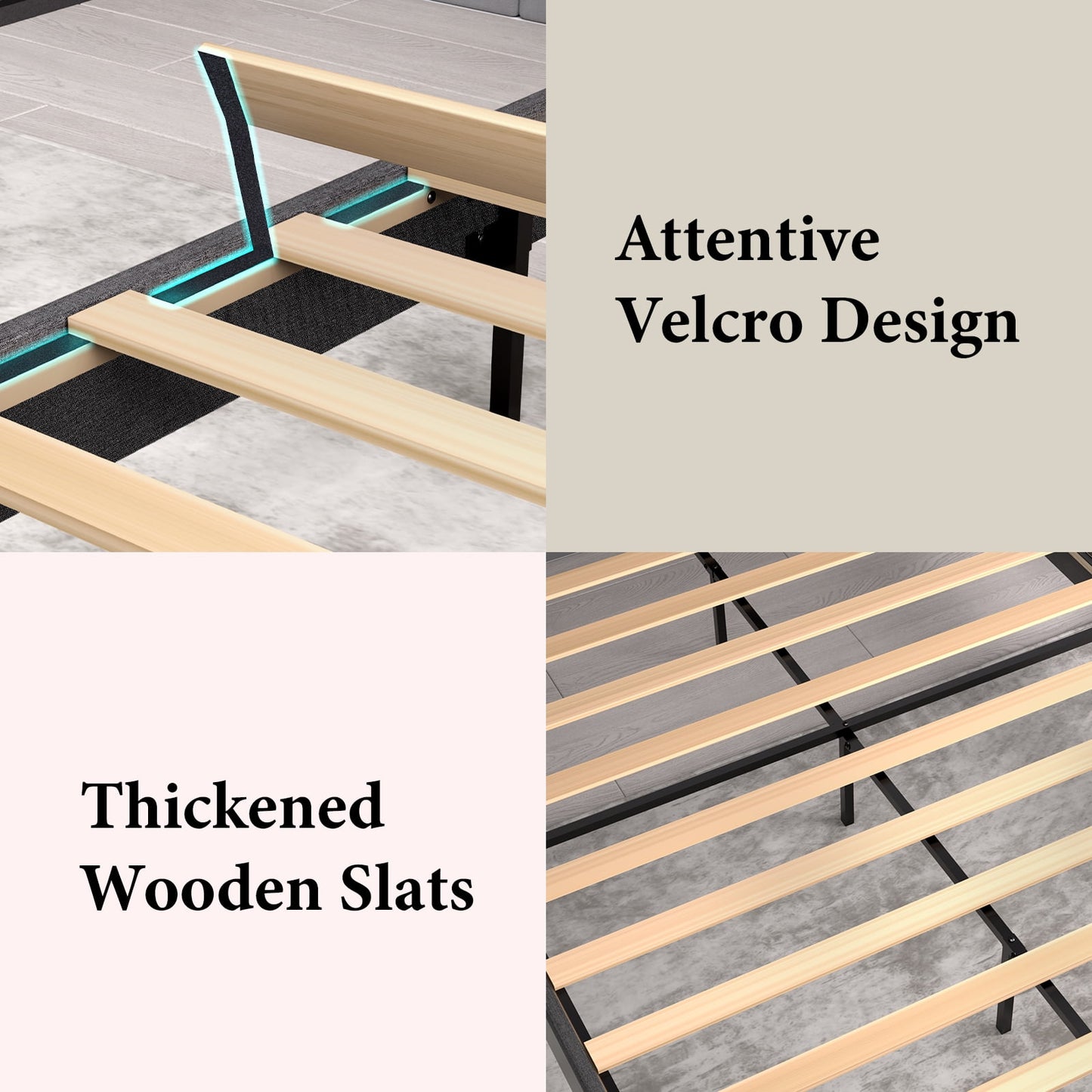 LAFGUR Full Size Platform Bed Frame with Fabric Upholstered Headboard and Wooden Slats Support, Fully Upholstered Mattress Foundation/No Box Spring Needed/Easy Assembly, Dark Grey