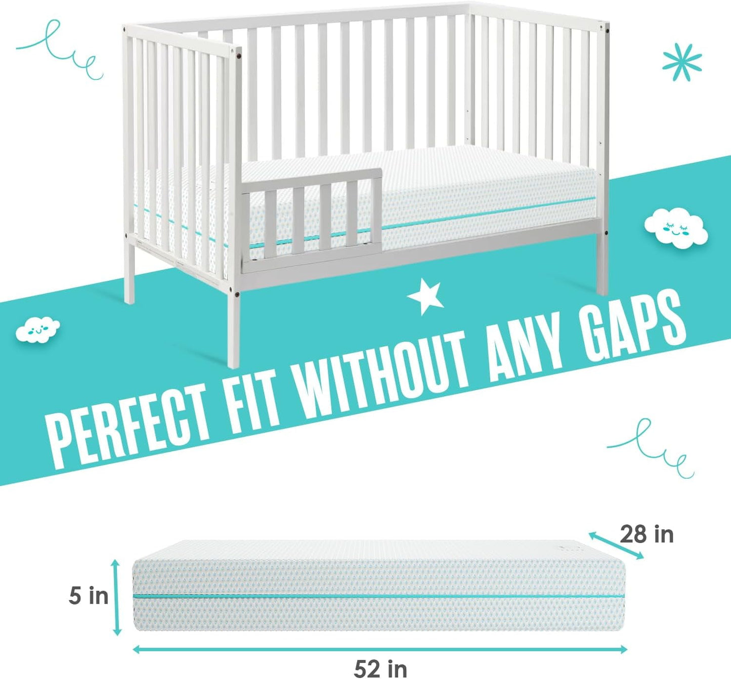 Sleepah Crib Mattress Dual Sided Cooling Memory Foam for Babies & Toddlers Standard Sized Cribs (Blue)