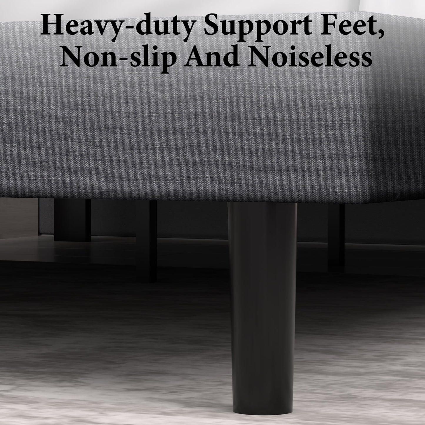 LAFGUR Full Size Platform Bed Frame with Fabric Upholstered Headboard and Wooden Slats Support, Fully Upholstered Mattress Foundation/No Box Spring Needed/Easy Assembly, Dark Grey