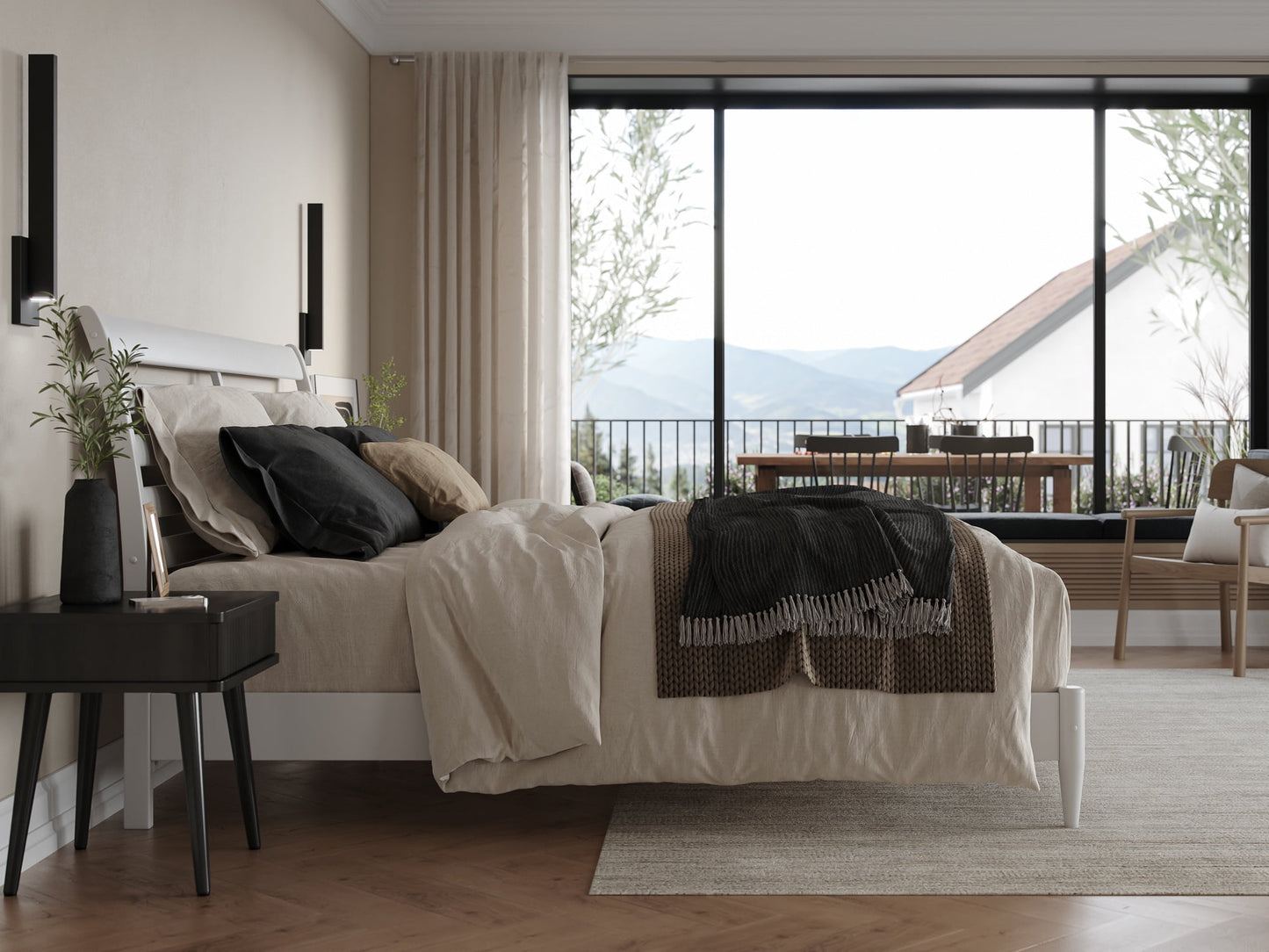 AFI Savannah King Solid Wood Low Profile Platform Bed, White