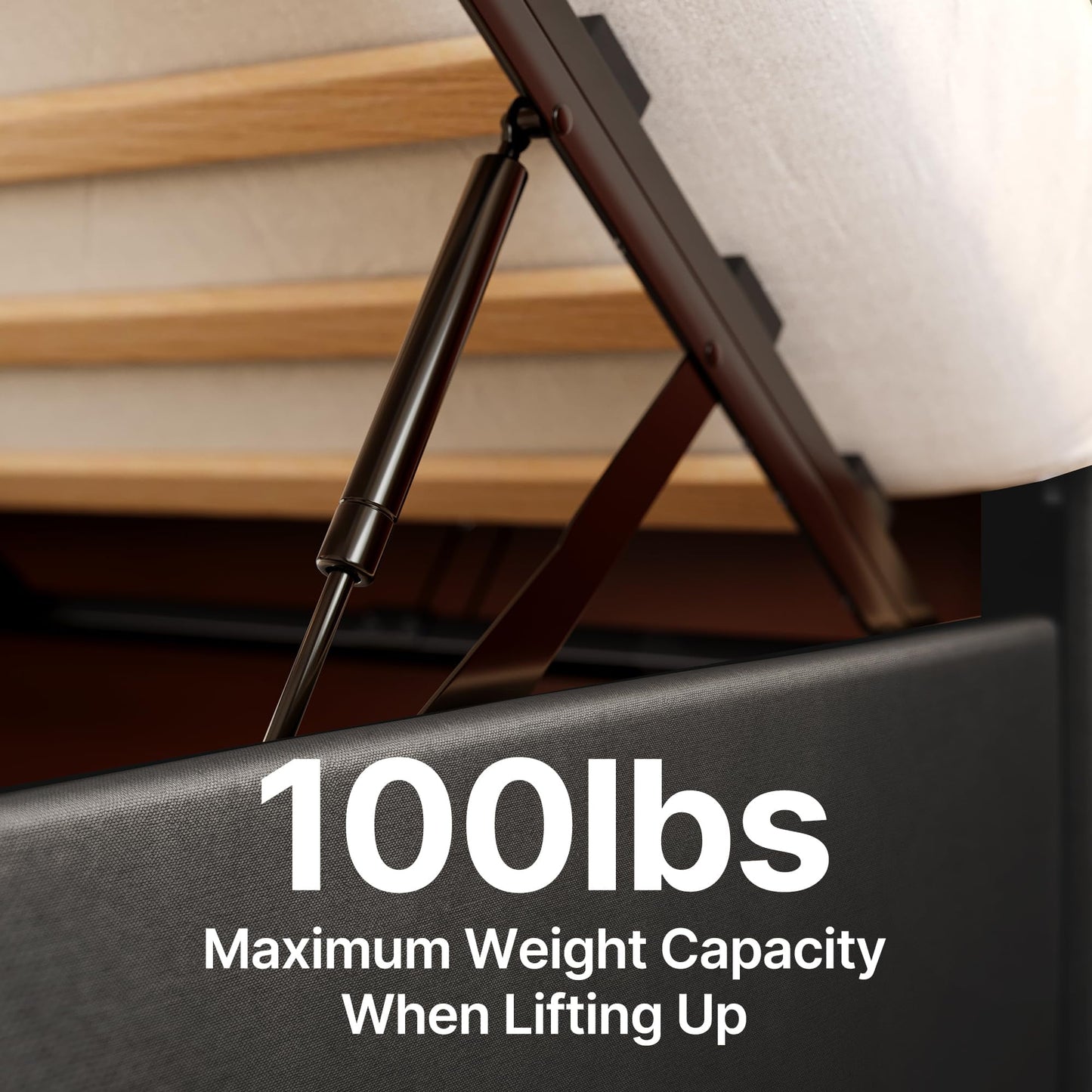 Lofka Gray Queen Size Lift Up Platform Bed Frame with Wingback Headboard and Storage